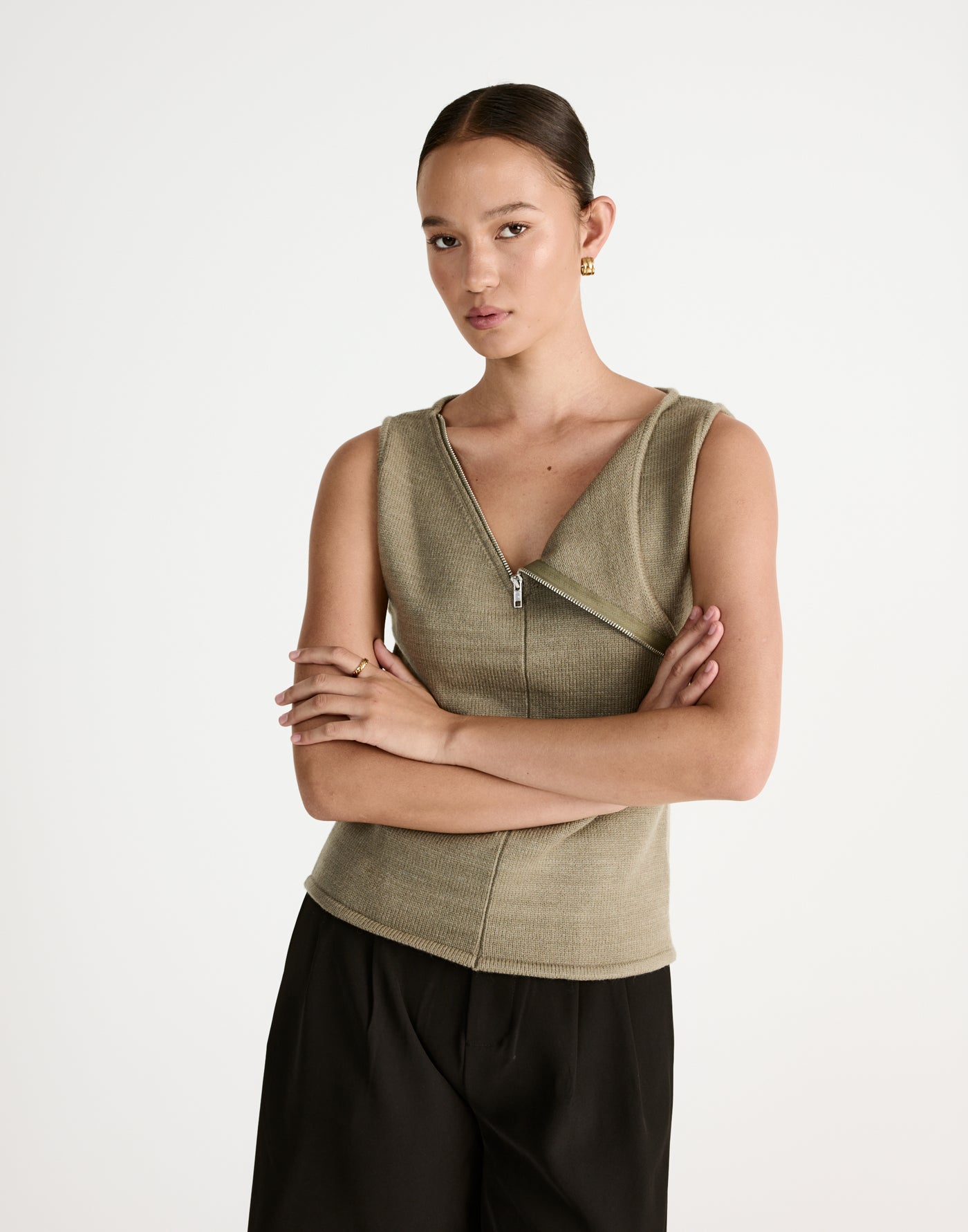 Wynter Top (Dusty Olive) - CHARCOAL Exclusive - - Women's Top - Charcoal Clothing