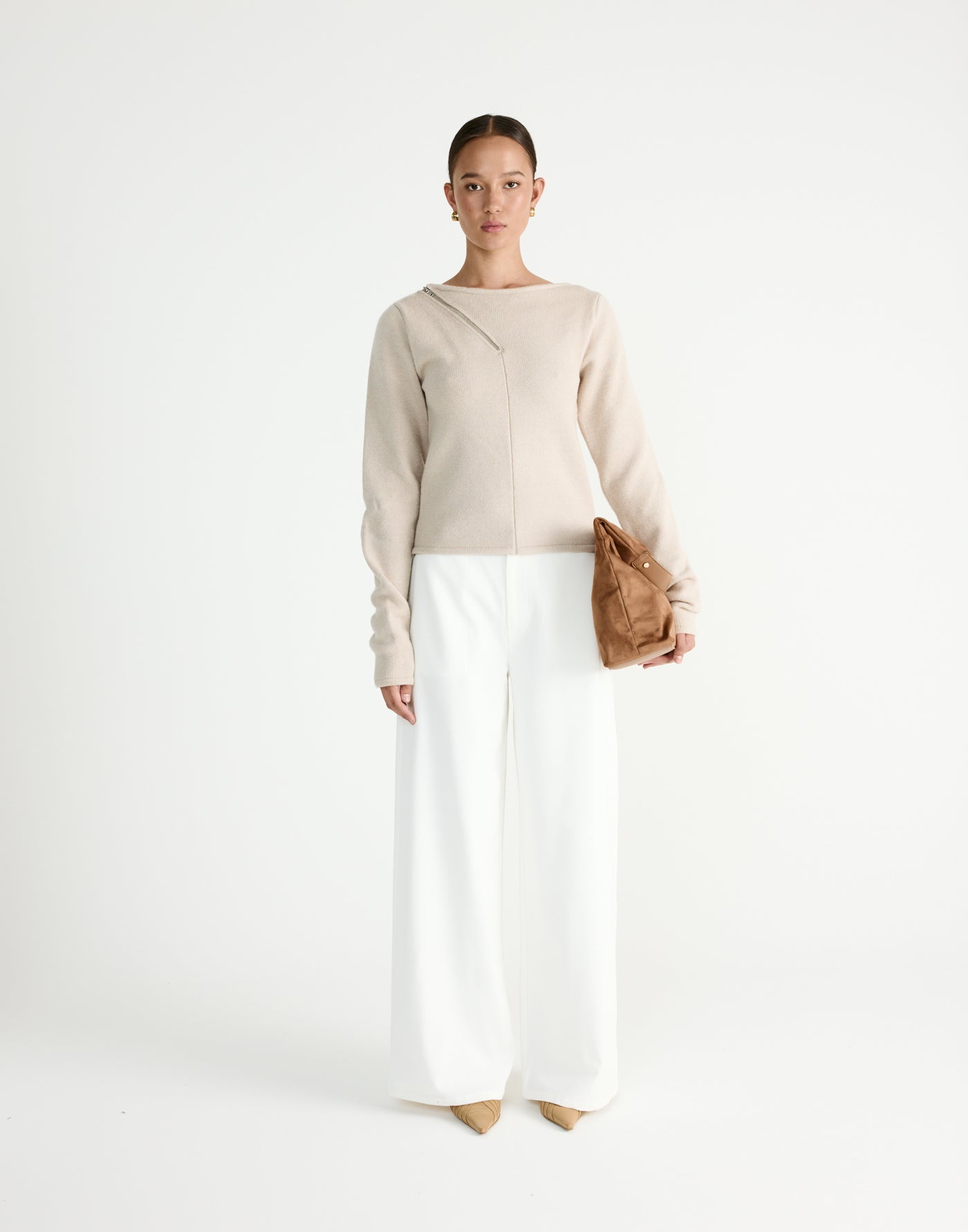Wynter Long Sleeve Top (Latte) - CHARCOAL Exclusive - - Women's Top - Charcoal Clothing