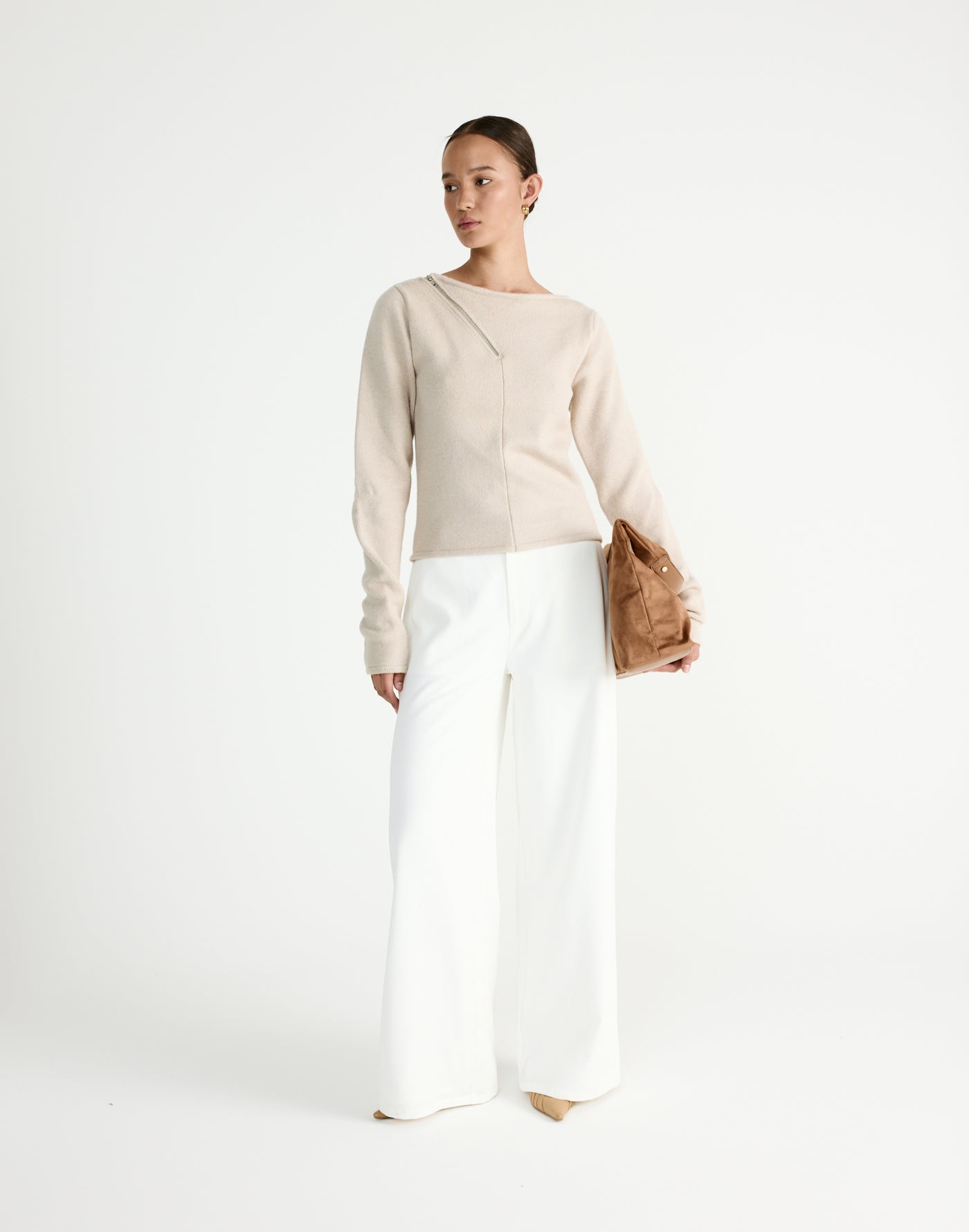 Wynter Long Sleeve Top (Latte) - CHARCOAL Exclusive - - Women's Top - Charcoal Clothing