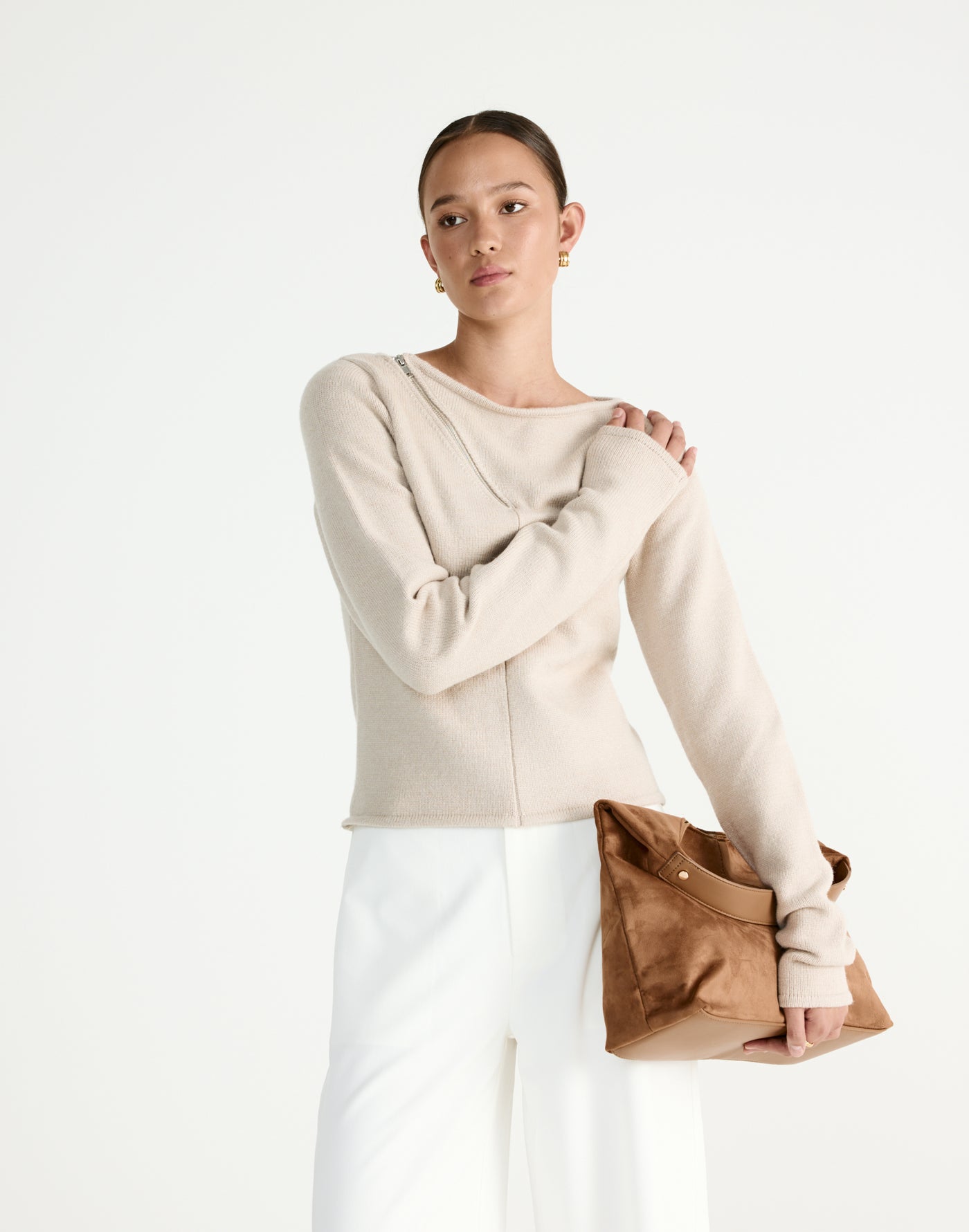 Wynter Long Sleeve Top (Latte) - CHARCOAL Exclusive - - Women's Top - Charcoal Clothing