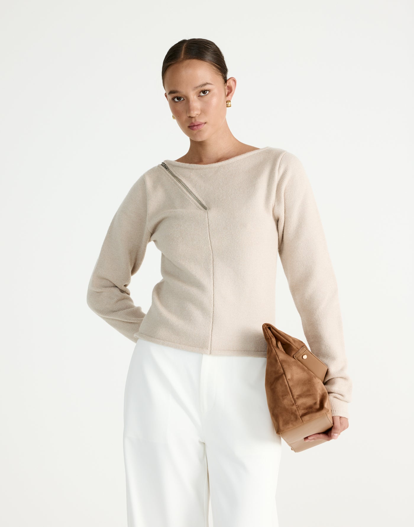 Wynter Long Sleeve Top (Latte) - CHARCOAL Exclusive - - Women's Top - Charcoal Clothing