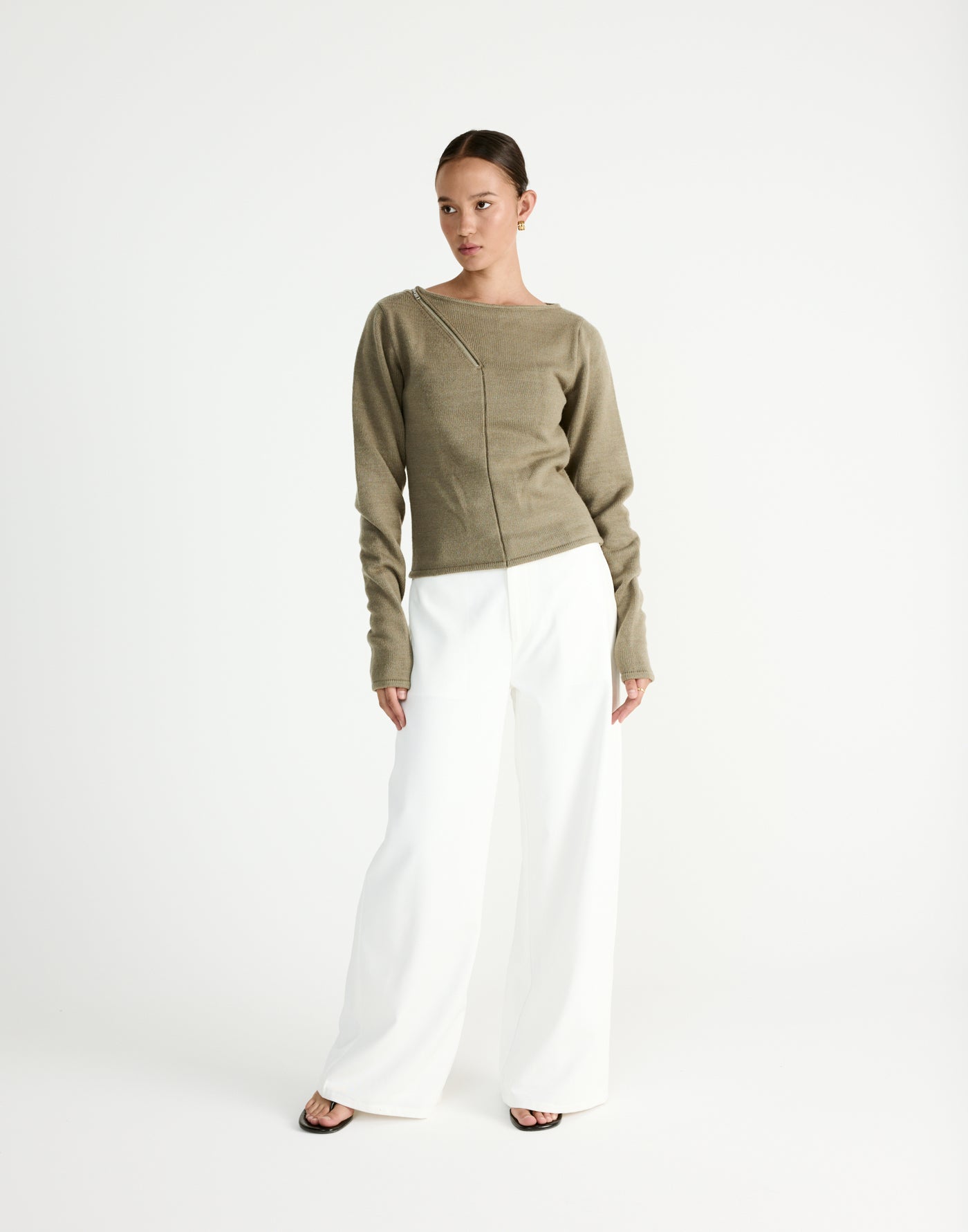 Wynter Long Sleeve Top (Dusty Olive) - CHARCOAL Exclusive - - Women's Top - Charcoal Clothing