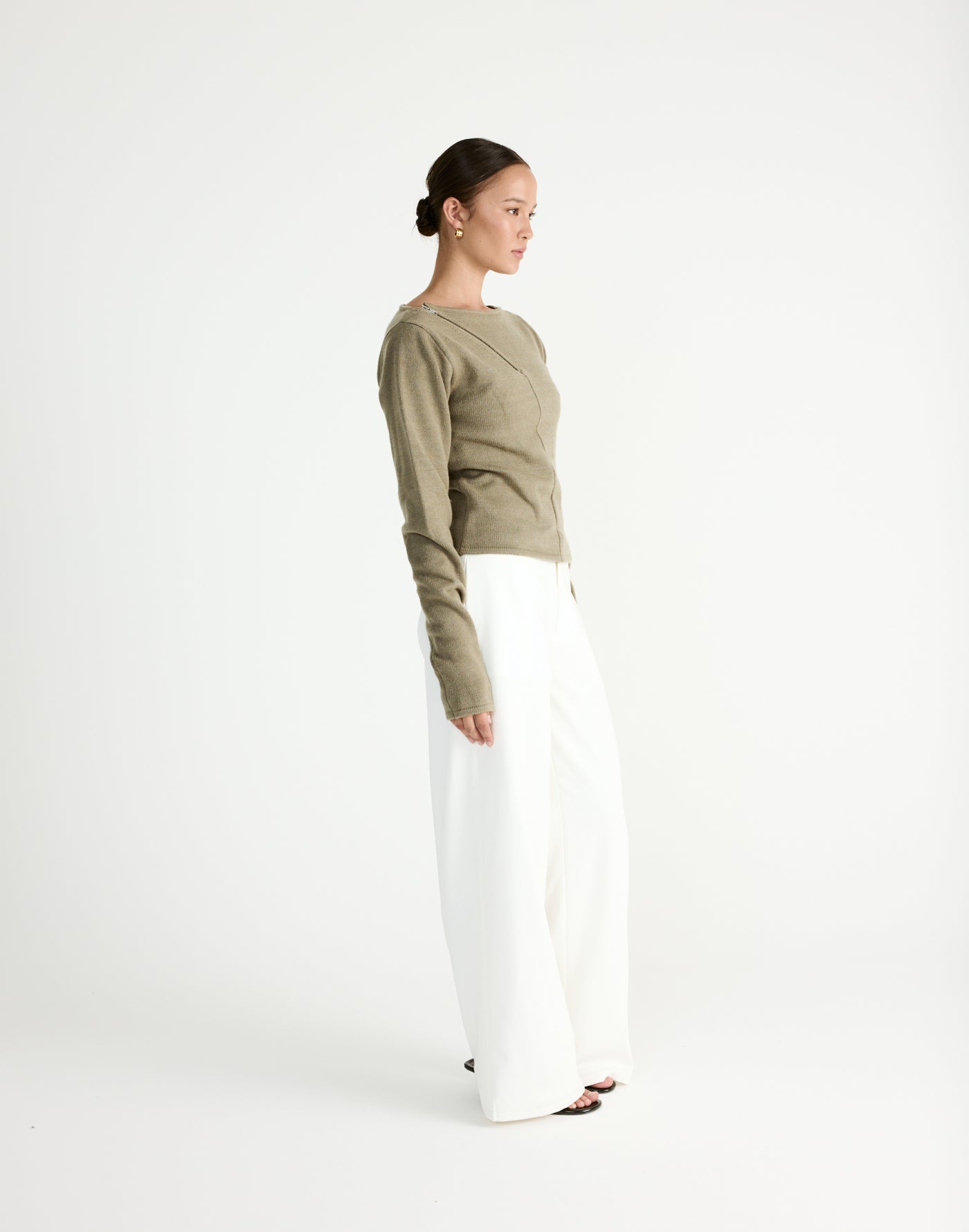 Wynter Long Sleeve Top (Dusty Olive) - CHARCOAL Exclusive - - Women's Top - Charcoal Clothing