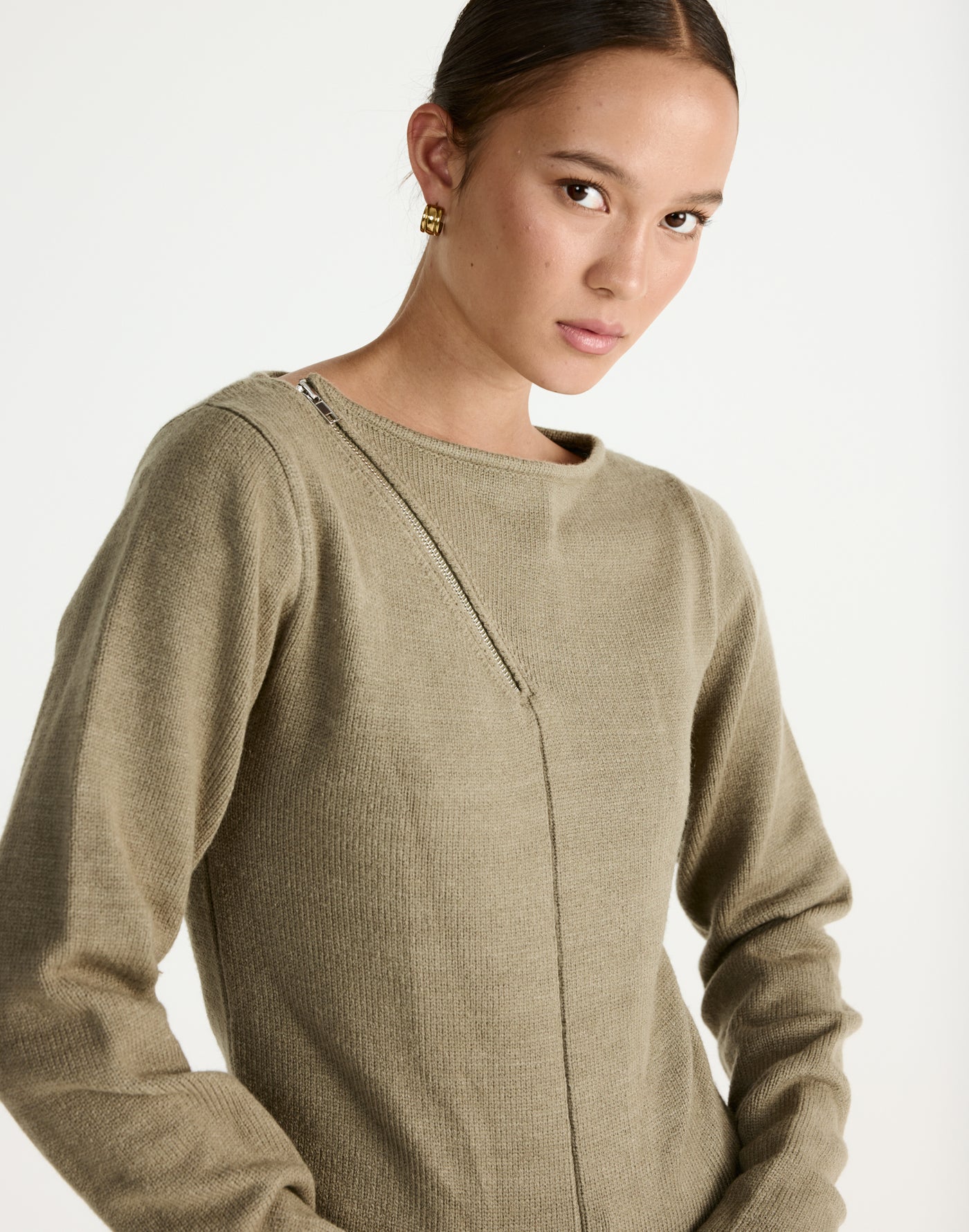 Wynter Long Sleeve Top (Dusty Olive) - CHARCOAL Exclusive - - Women's Top - Charcoal Clothing