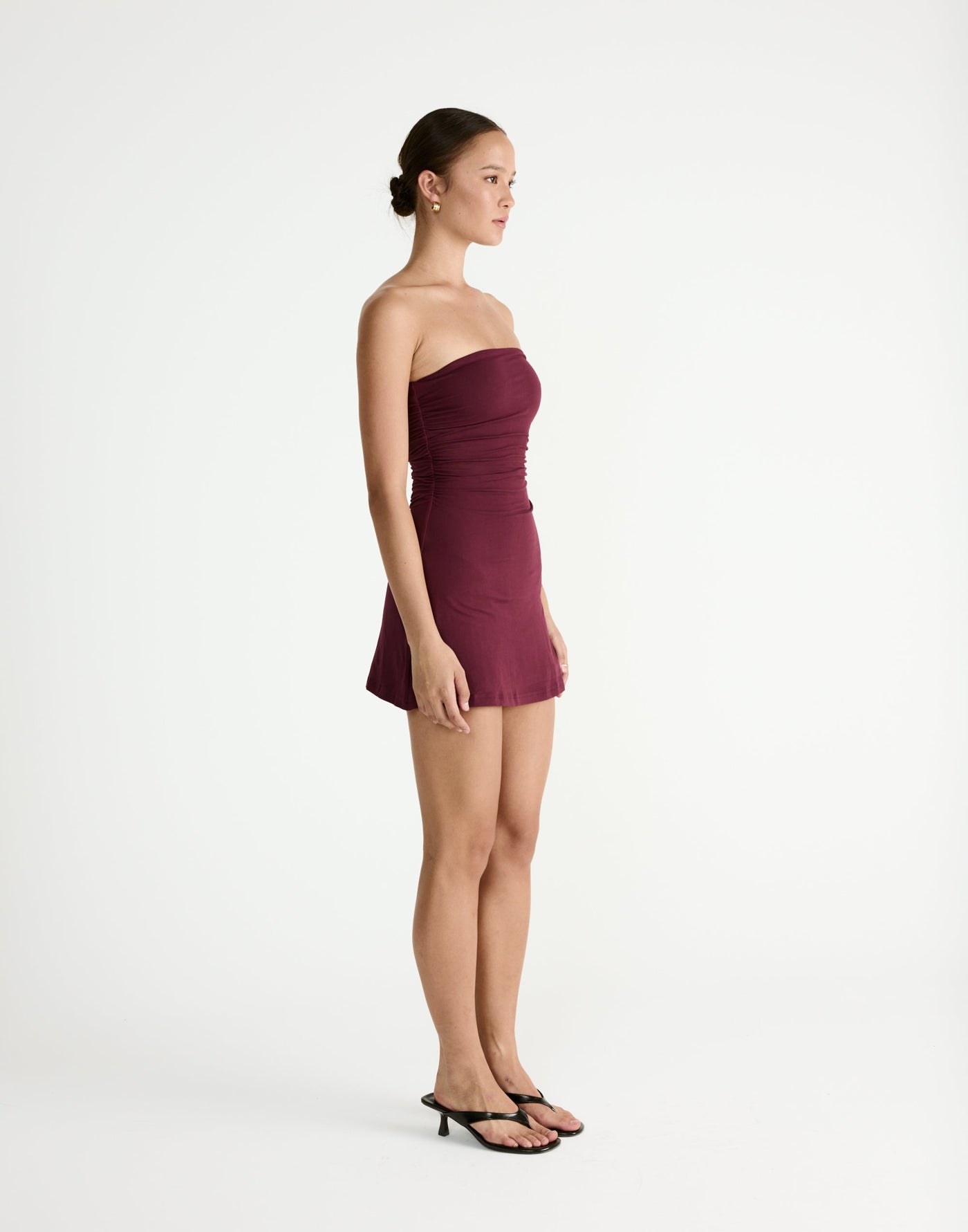 Sarie Mini Dress (Plum) | CHARCOAL Exclusive - Strapless Jersey Mini - Women's Dress - Charcoal Clothing