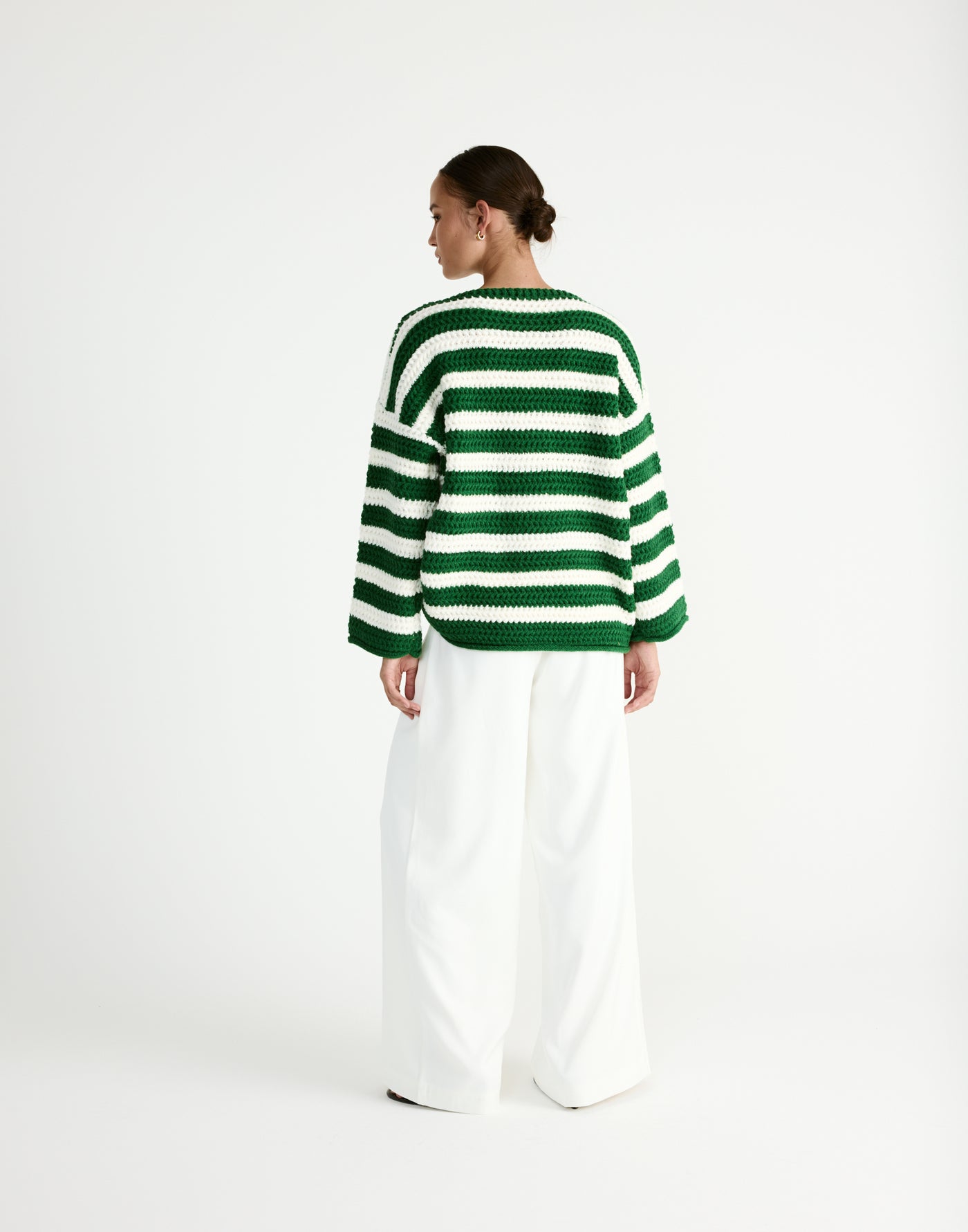 Everton Sweater (Green/Cream) - Striped Knit Sweater - Women's Outerwear - Charcoal Clothing