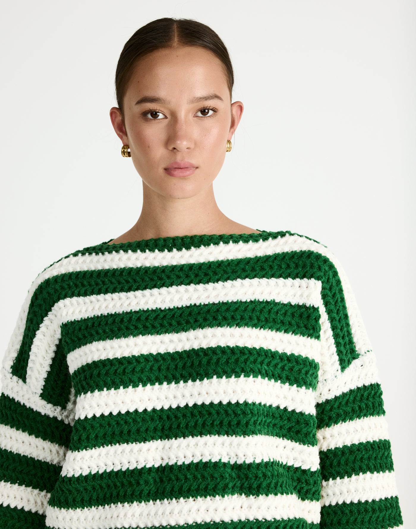 Everton Sweater (Green/Cream) - Striped Knit Sweater - Women's Outerwear - Charcoal Clothing
