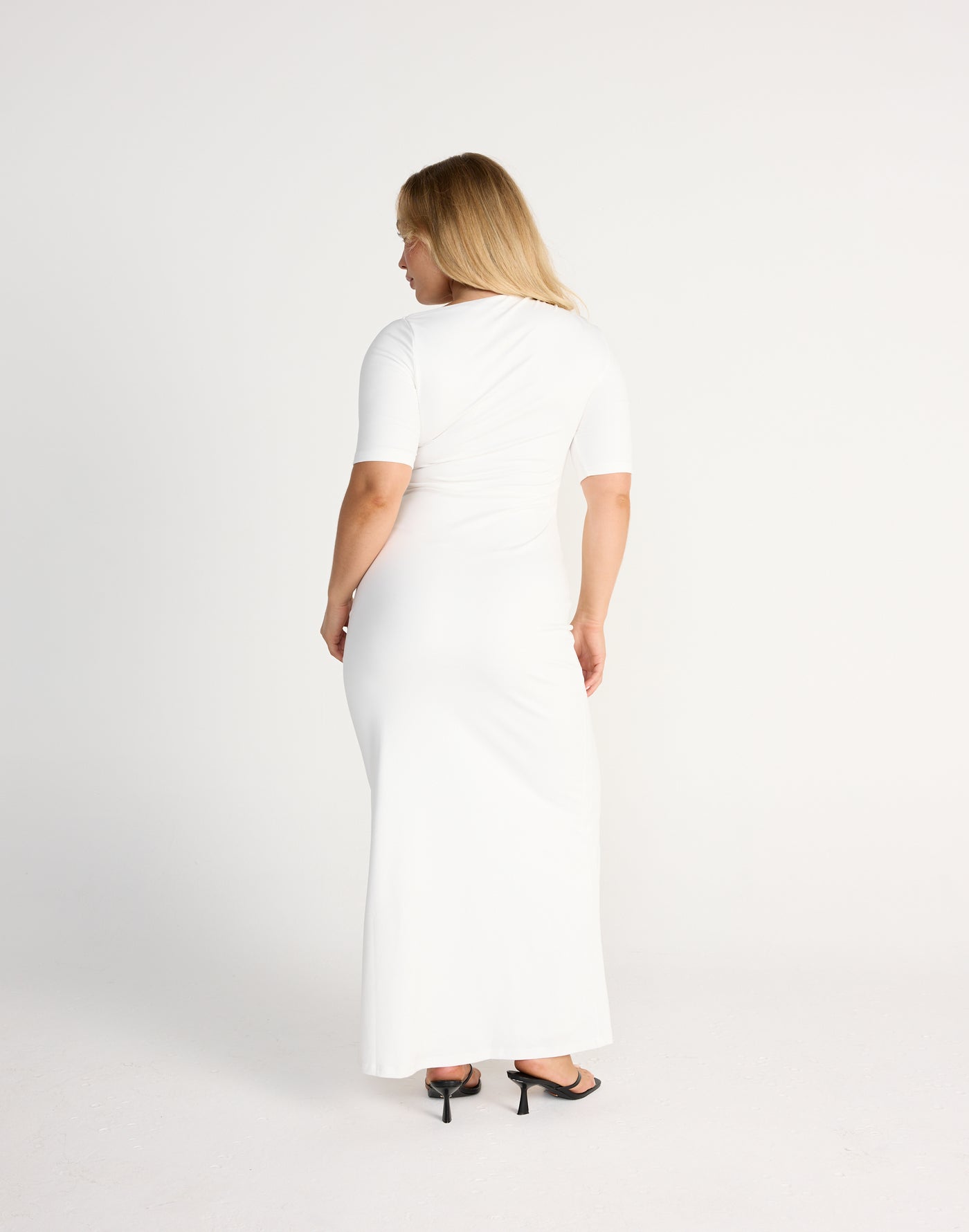 Vilma Maxi Dress (White) | CHARCOAL Exclusive - Asymmetrical Neckline - Women's Dress - Charcoal Clothing