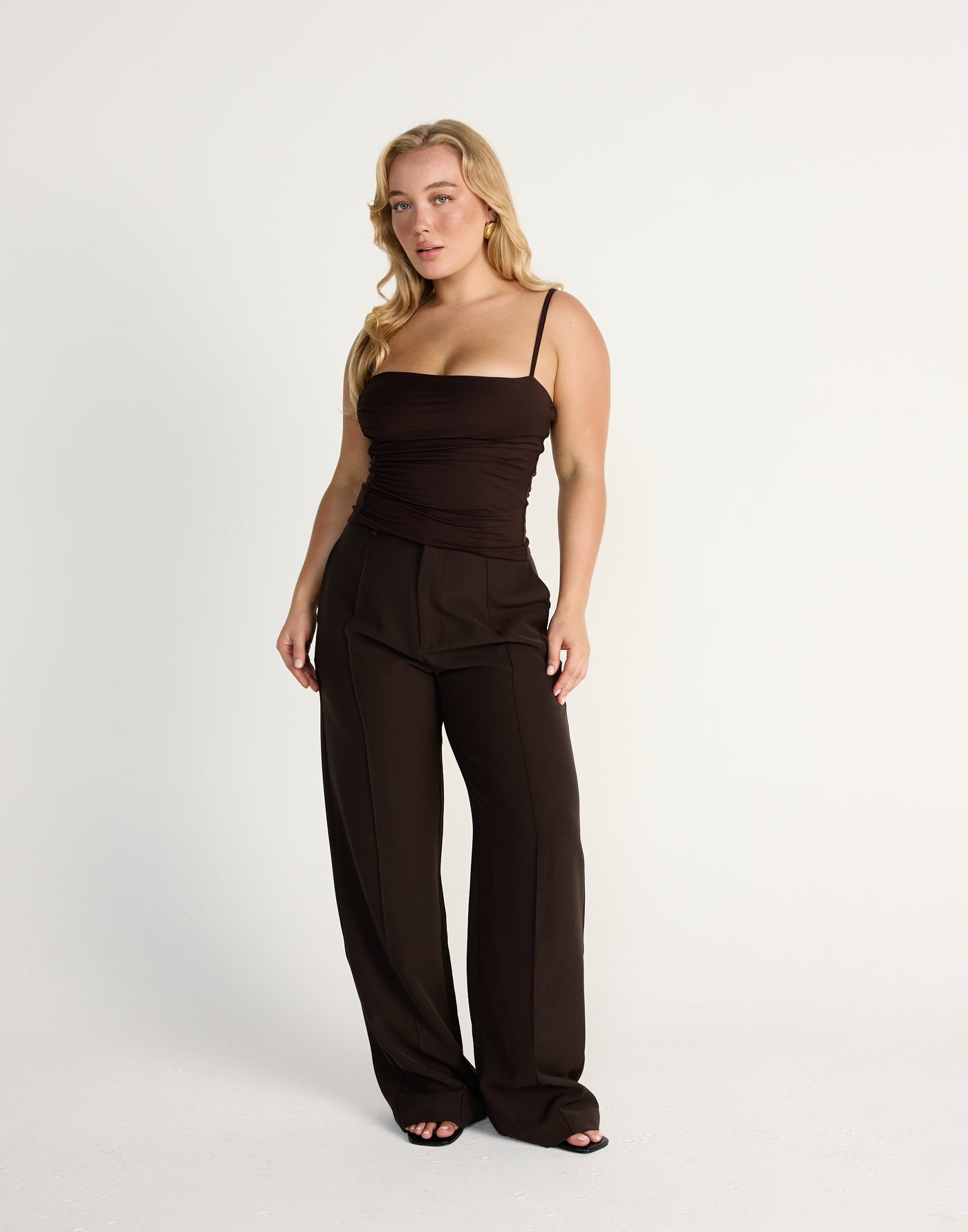 Vandelia Pants (Chocolate) | CHARCOAL EXCLUSIVE | High waisted straight leg workwear pants - Women's Pants - Charcoal Clothing