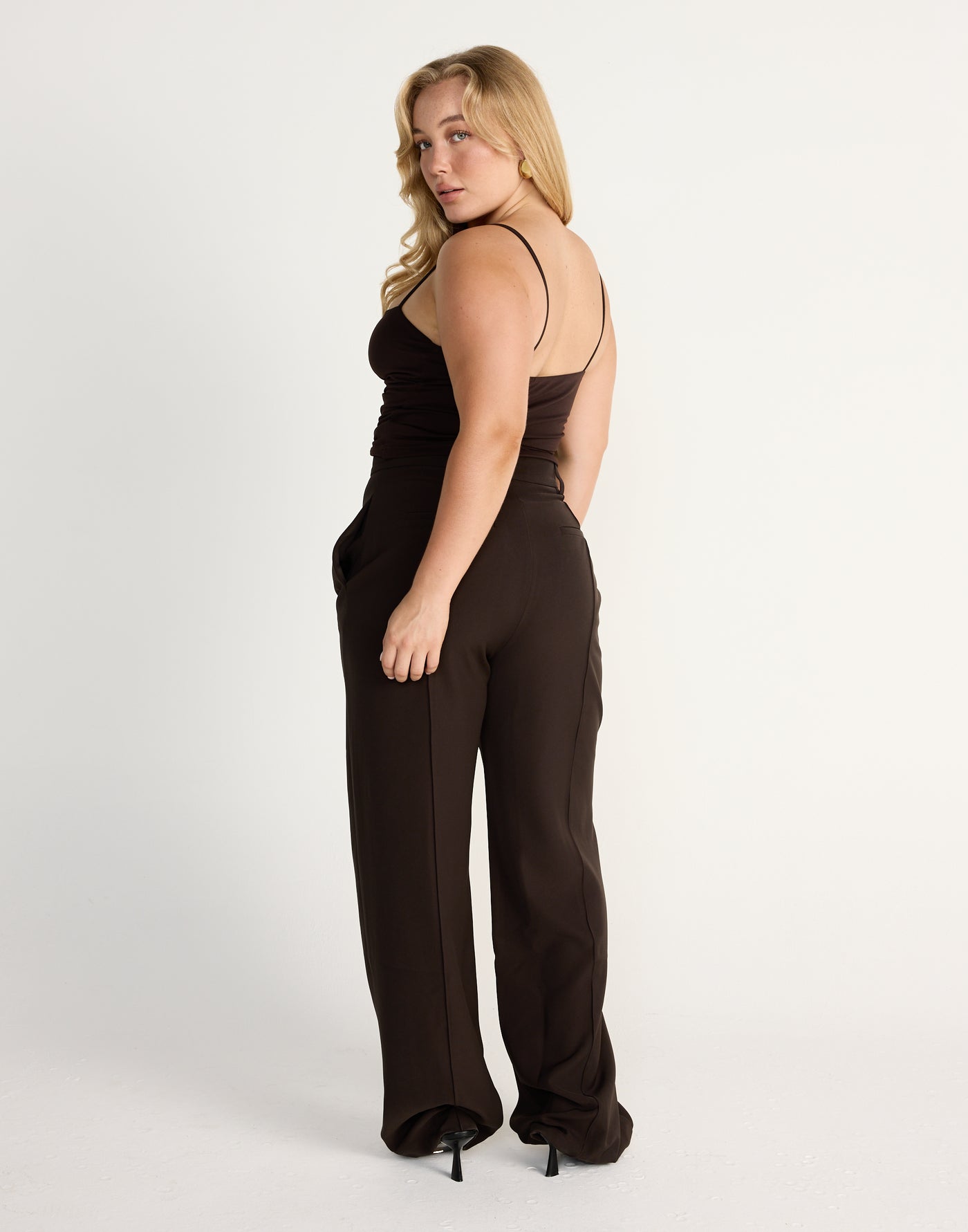 Vandelia Pants (Chocolate) | CHARCOAL EXCLUSIVE | High waisted straight leg workwear pants - Women's Pants - Charcoal Clothing