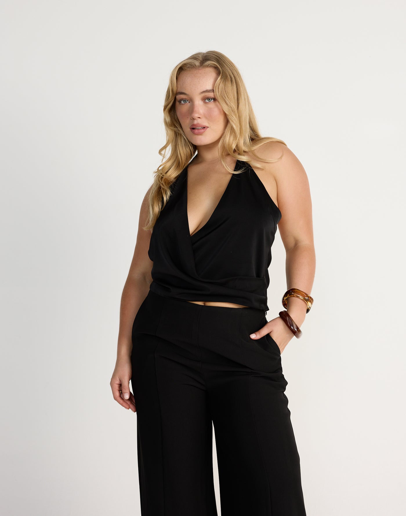 Cabaret Top (Black) | CHARCOAL Exclusive - Halter Black Top - Women's Top - Charcoal Clothing