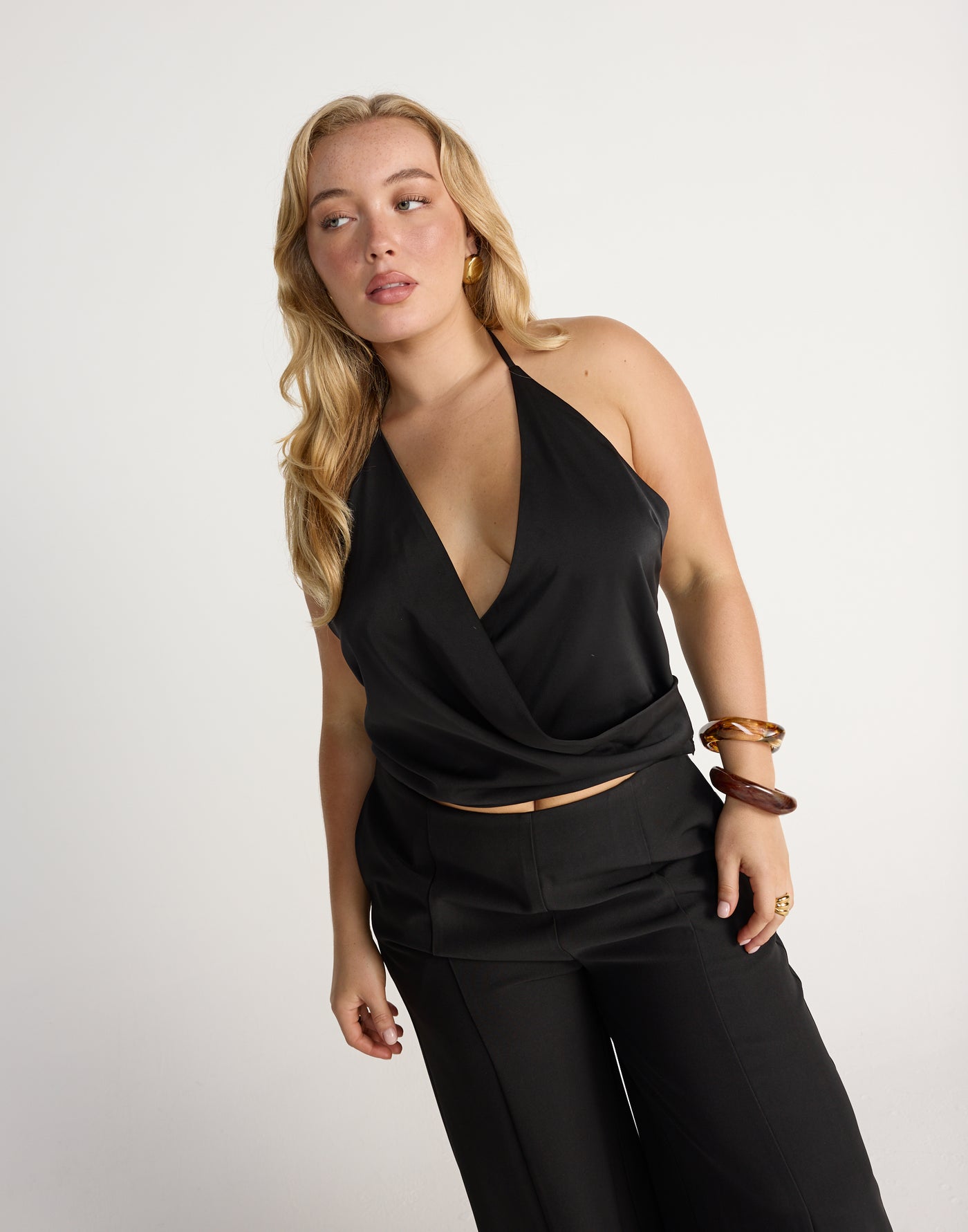 Cabaret Top (Black) | CHARCOAL Exclusive - Halter Black Top - Women's Top - Charcoal Clothing