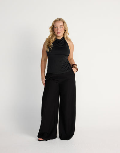 Esme Pants | CHARCOAL Exclusive - Wide Leg Mid Rise Pants - Women's Pants - Charcoal Clothing