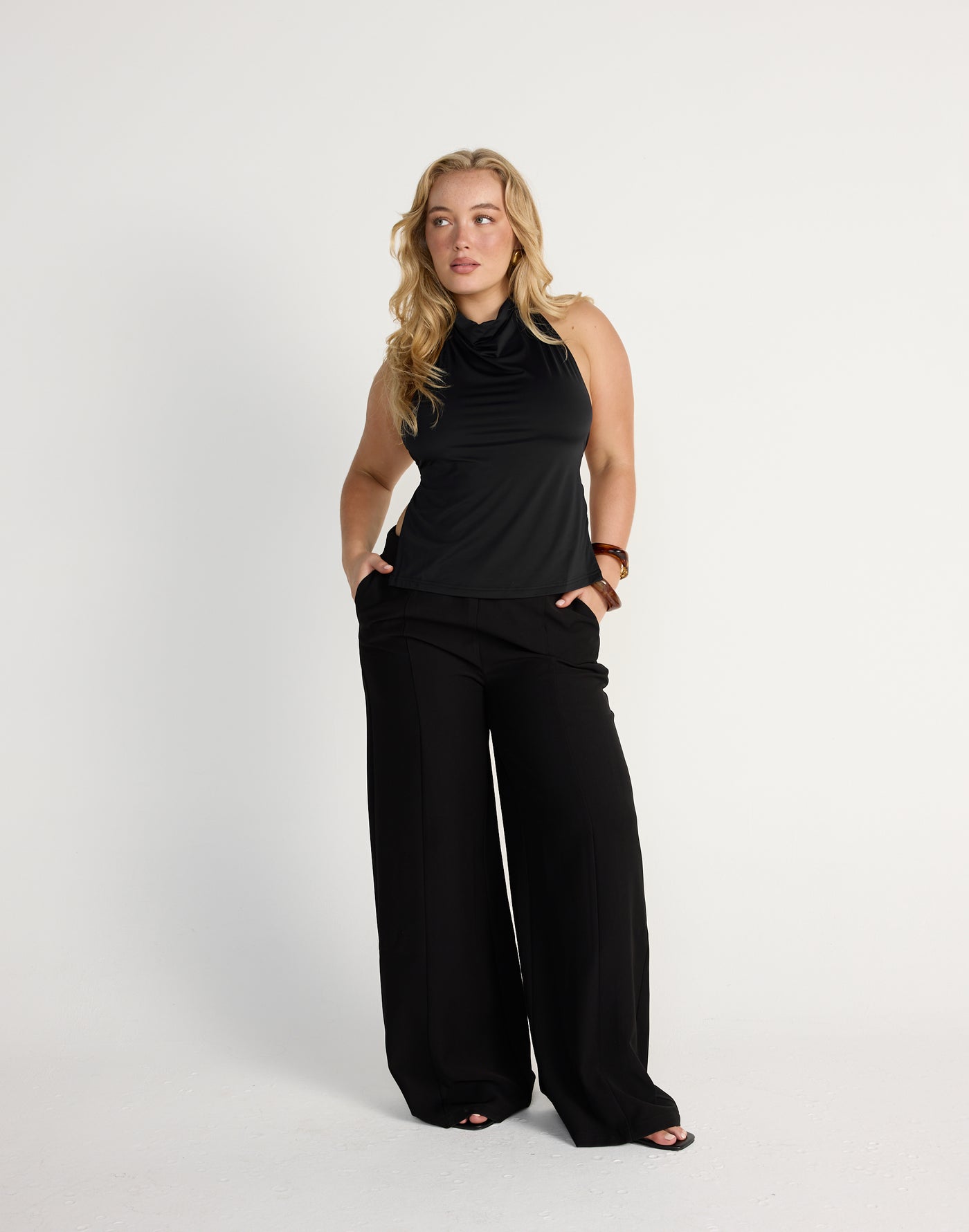 Esme Pants | CHARCOAL Exclusive - Wide Leg Mid Rise Pants - Women's Pants - Charcoal Clothing