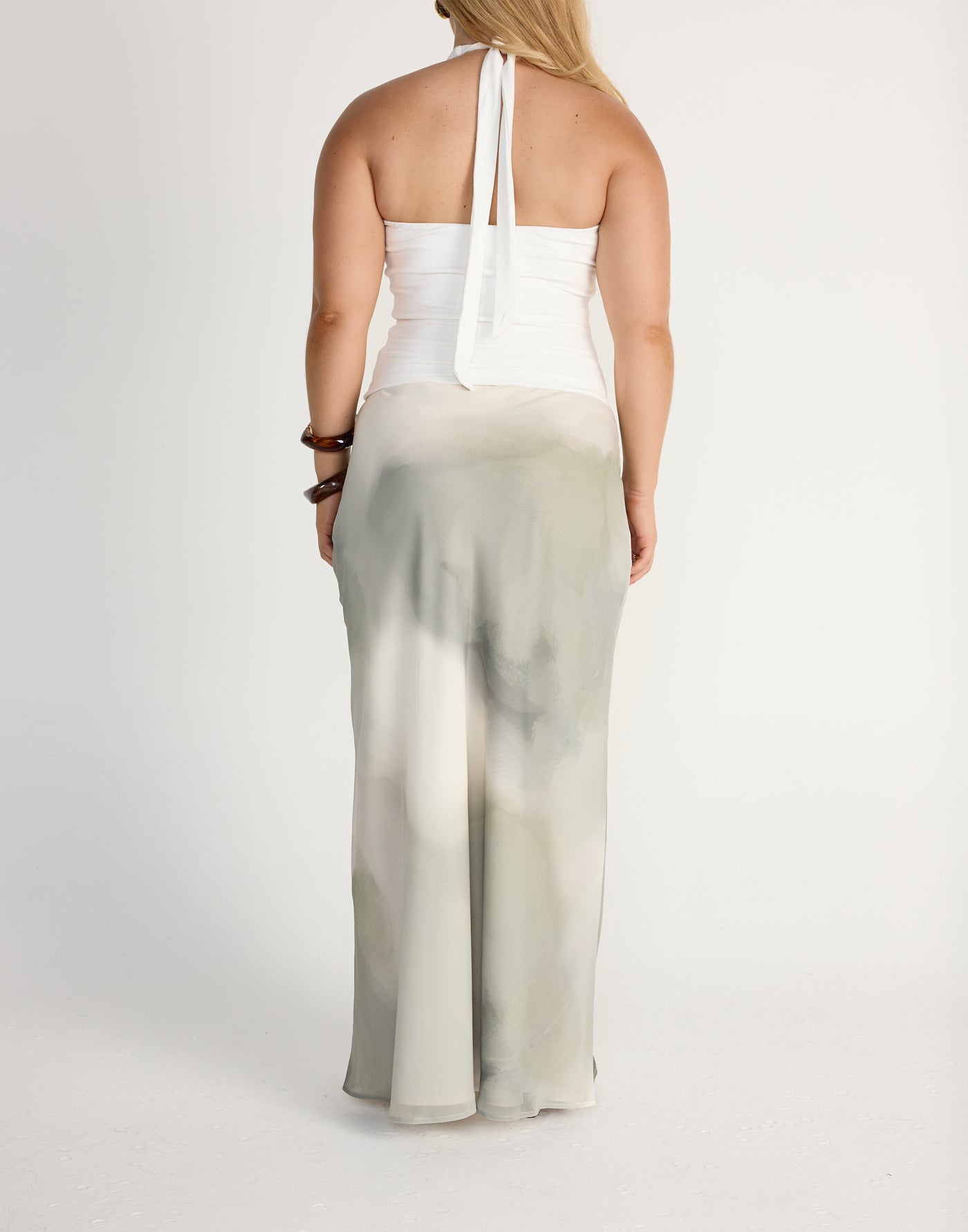 Adrina Maxi Skirt (Sage) | CHARCOAL Exclusive - Mid Rise Flowy Maxi Skirt - Women's Skirt - Charcoal Clothing
