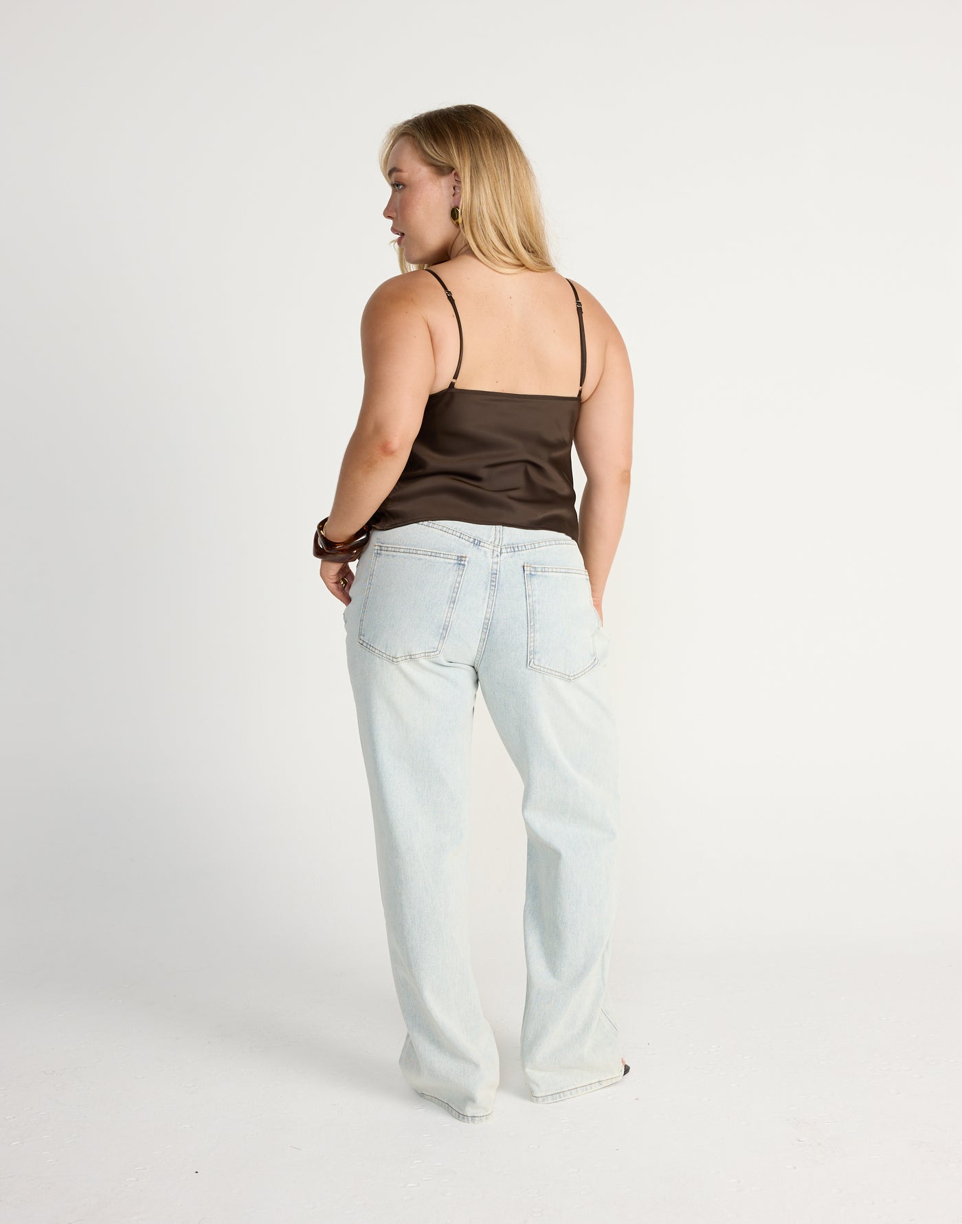 Fated Cami Top (Chocolate) | CHARCOAL Exclusive - Lace Detail Satin Cami - Women's Top - Charcoal Clothing