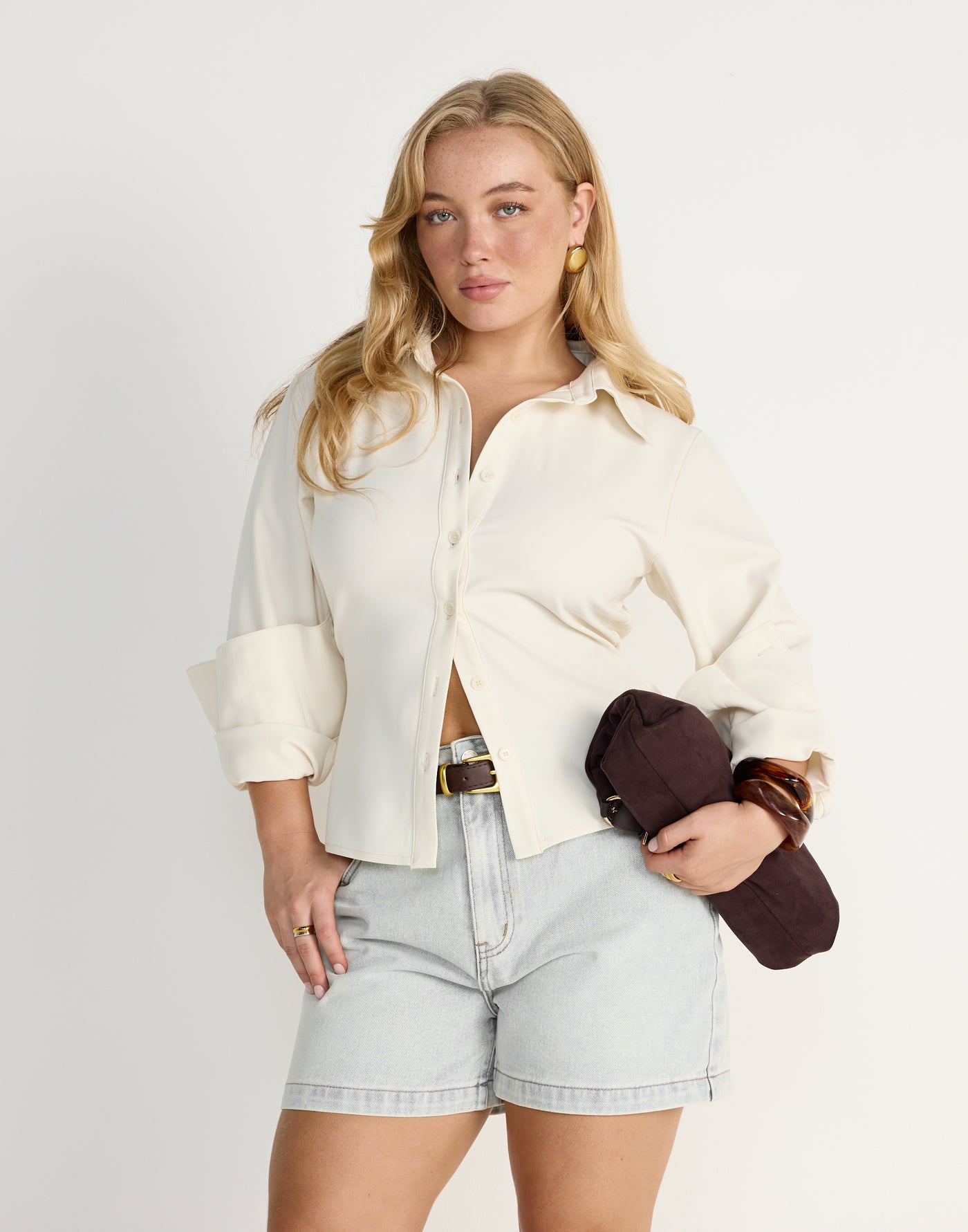 Lucas Denim Shorts (Light Blue) - CHARCOAL CLOTHING - Mid to high waisted wide leg denim shorts - Women's Shorts - Charcoal Clothing