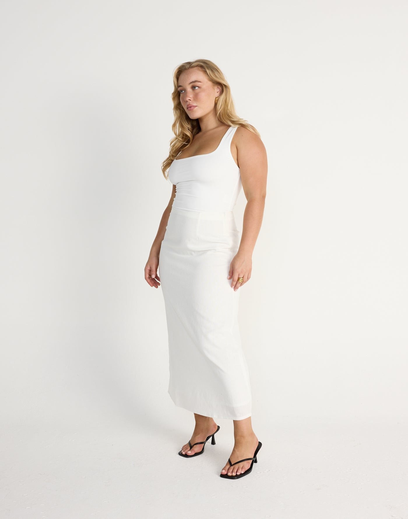Alliance Top (White) - Square Neck Lined Tank Top - Women's Top - Charcoal Clothing
