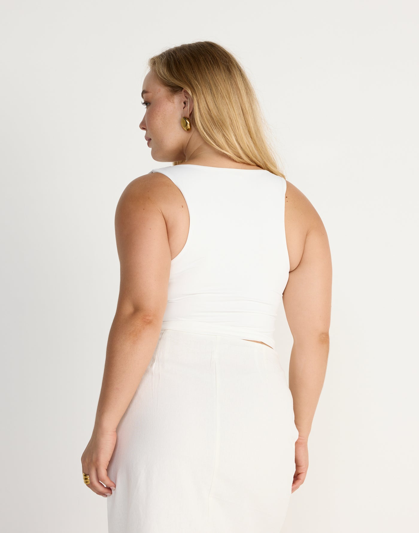 Alliance Top (White) - Square Neck Lined Tank Top - Women's Top - Charcoal Clothing