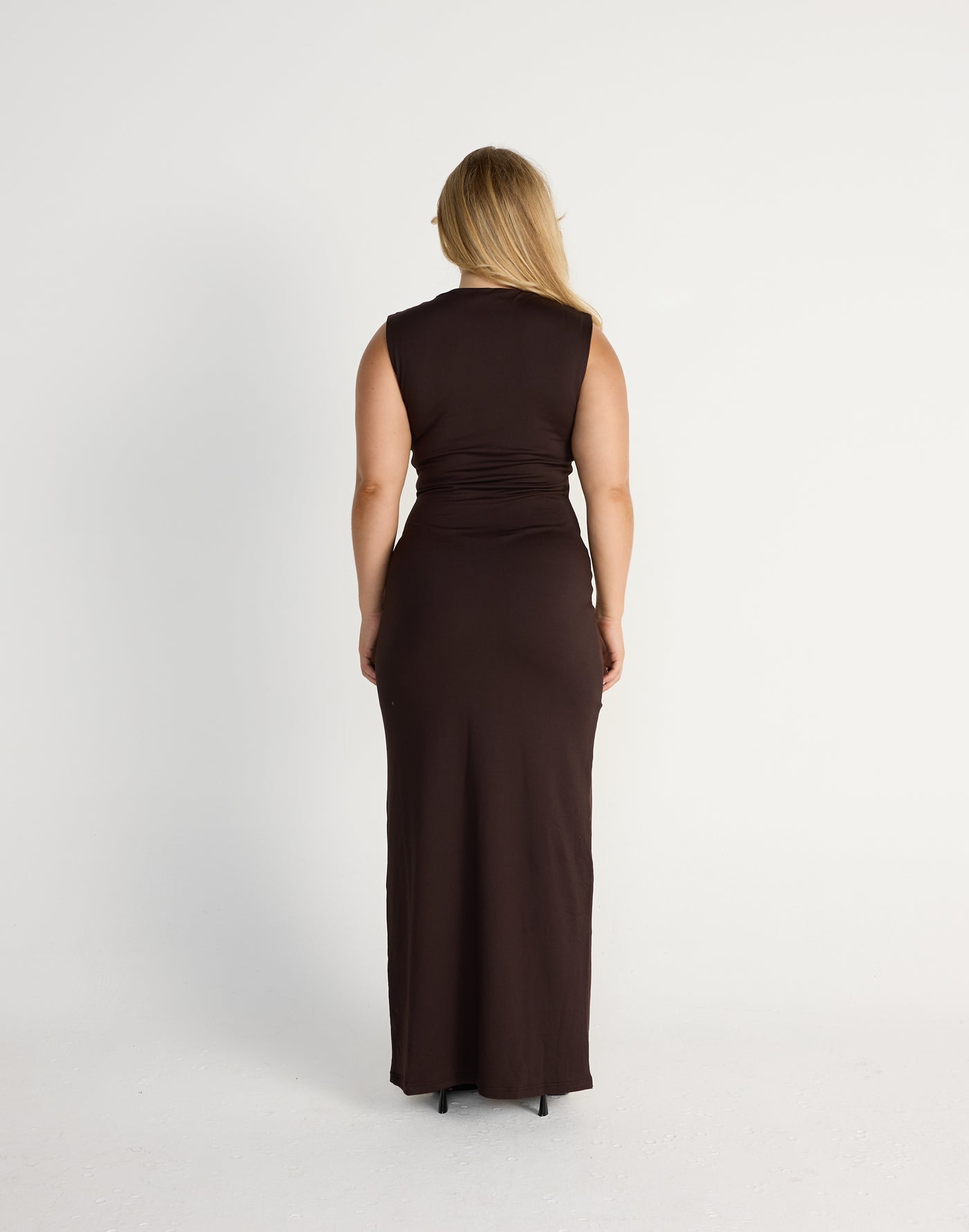 Florrie Maxi Dress (Chocolate) | CHARCOAL EXCLUSIVE | Bodycon butter jersey fabrication cowl neck maxi dress - Women's Dress - Charcoal Clothing