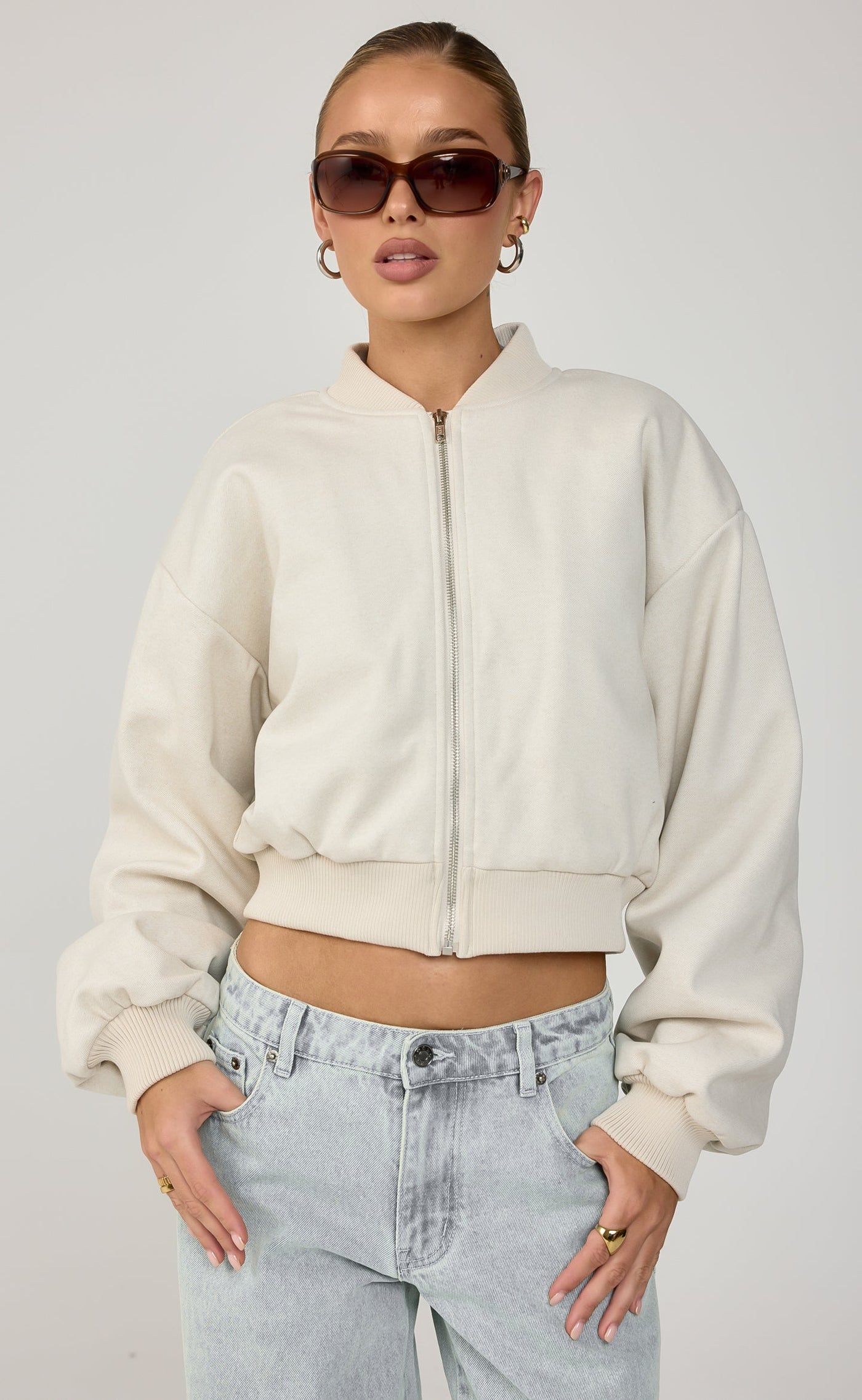 Ellina Bomber Jacket (Oat Texture) – CHARCOAL USA