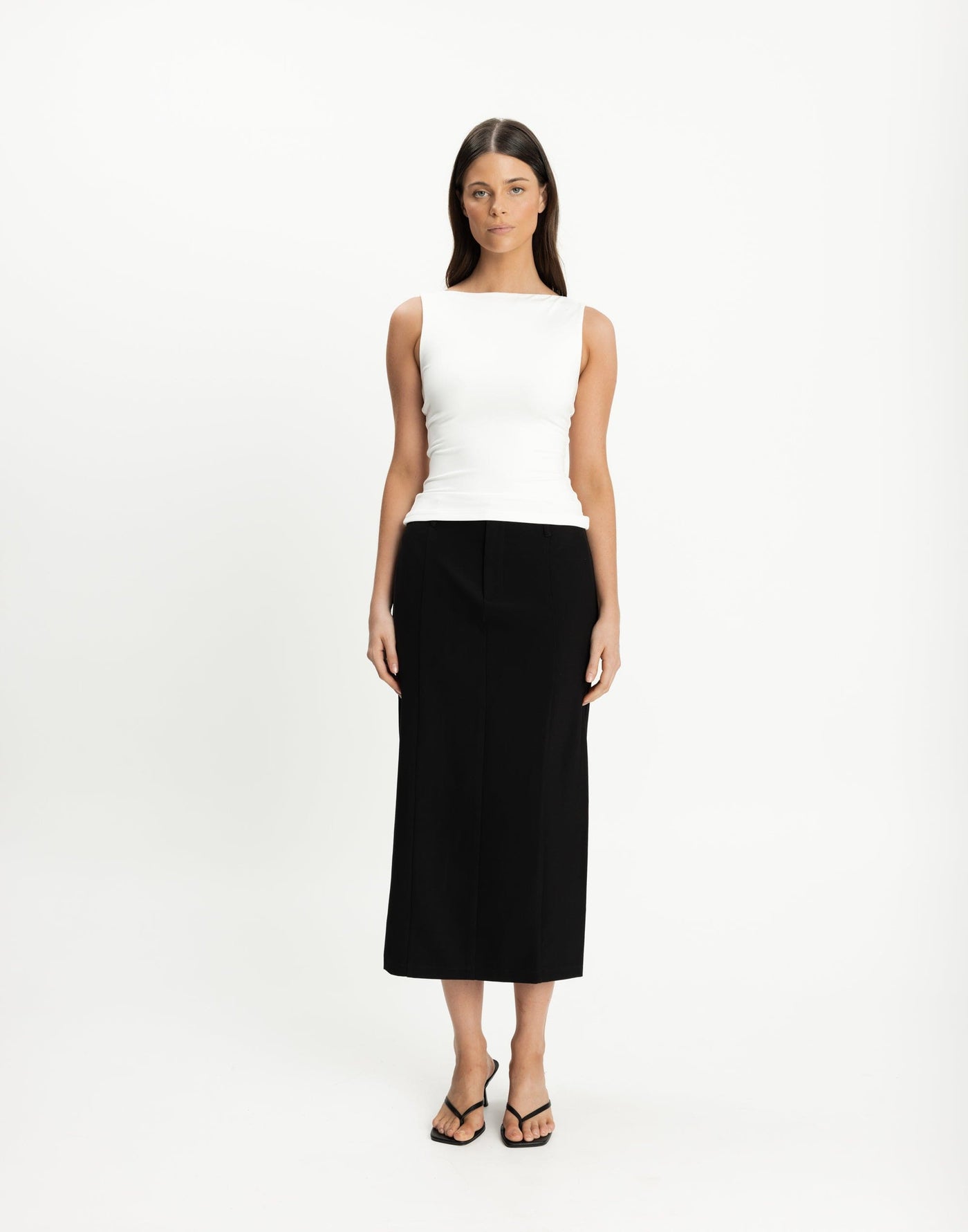 Heatwave Top (White) | CHARCOAL Exclusive - Boat Neckline Bodycon Butter Jersey Top - Women's Top - Charcoal Clothing