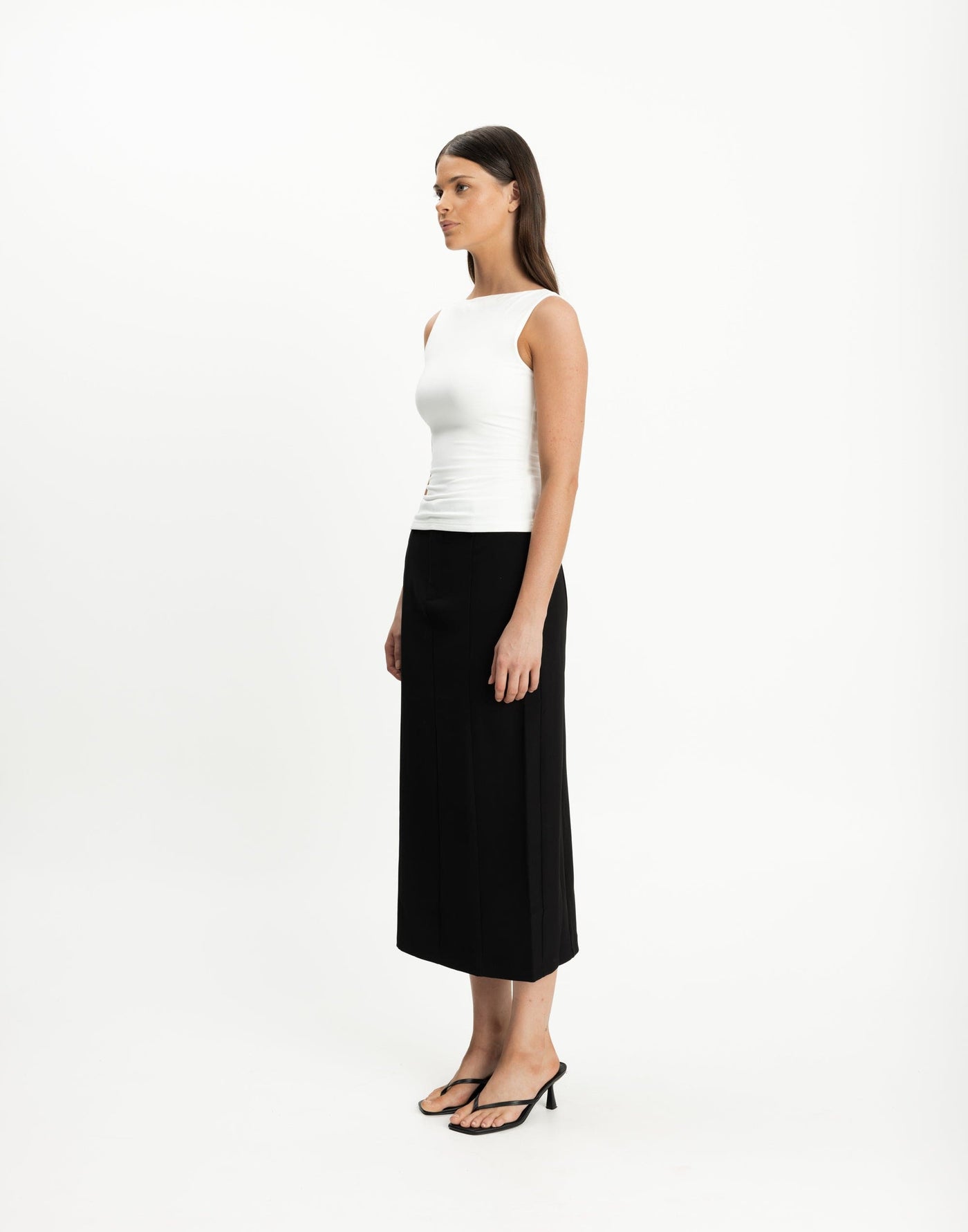 Heatwave Top (White) | CHARCOAL Exclusive - Boat Neckline Bodycon Butter Jersey Top - Women's Top - Charcoal Clothing