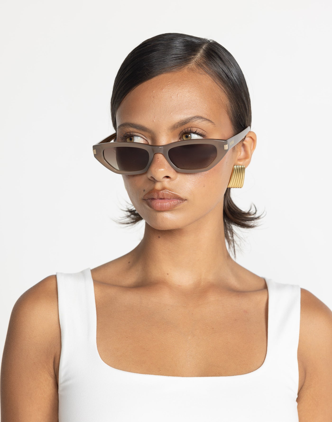 The Watson (Taupe-Brown) - By Banbé - Brown Cat Eye Sunglasses - Women's Accessories - Charcoal Clothing
