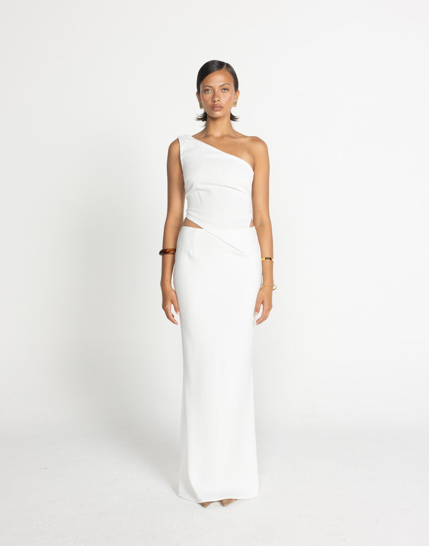 Lily-Rose Top (White) | CHARCOAL Exclusive - White Tie Up One Shoulder Top - Women's Top - Charcoal Clothing