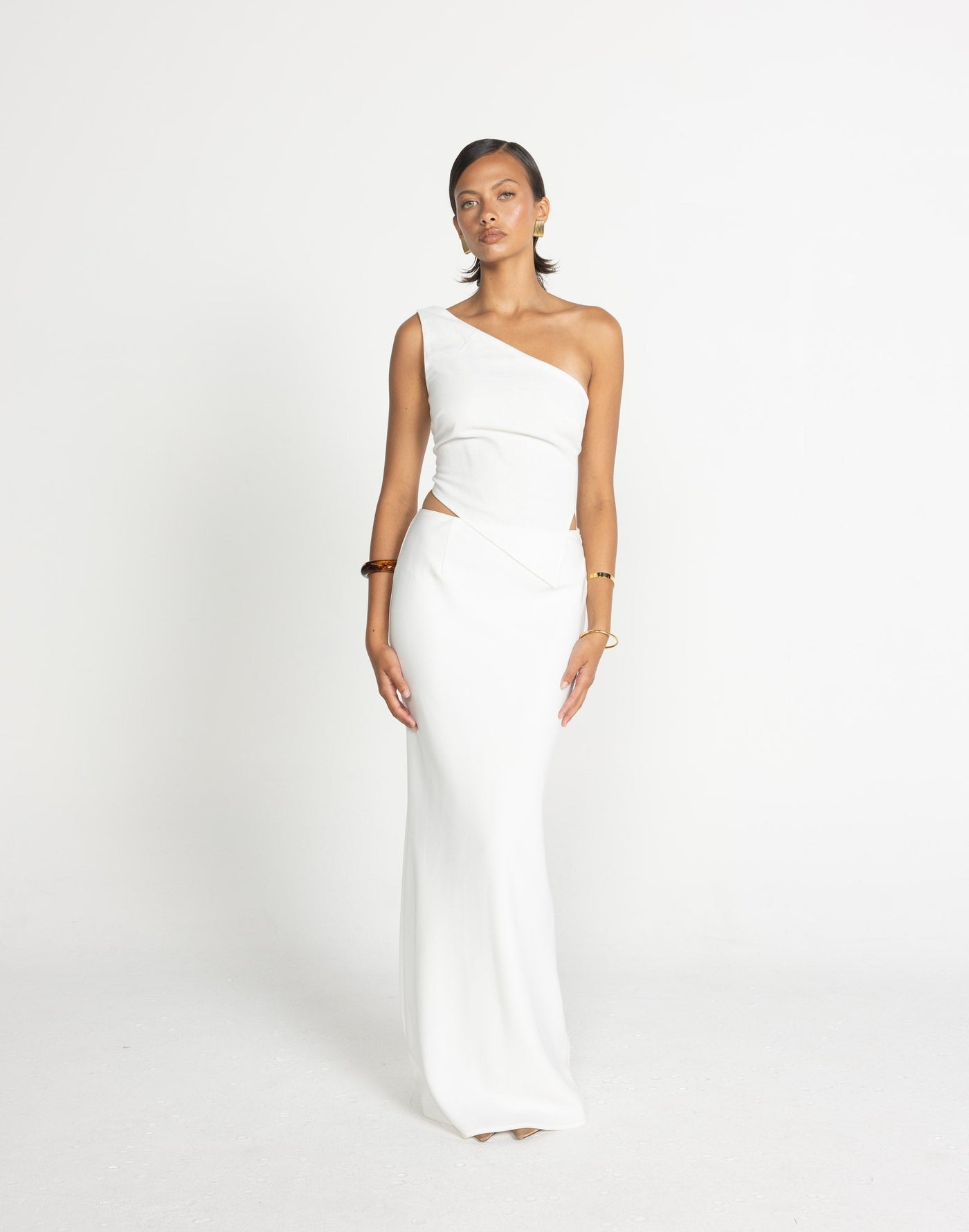 Lily-Rose Top (White) | CHARCOAL Exclusive - White Tie Up One Shoulder Top - Women's Top - Charcoal Clothing