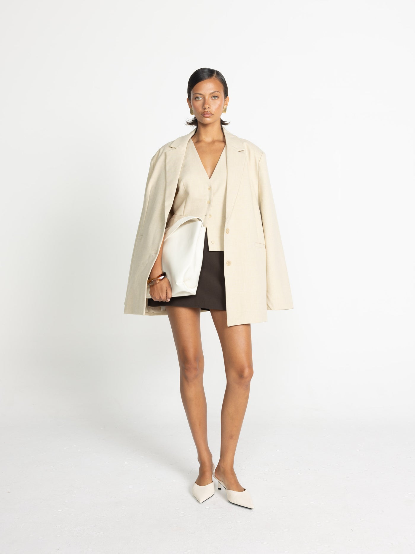 Reagan Blazer (Sandstone) | CHARCOAL Exclusive - Oversized Textured Blazer - Women's Outerwear - Charcoal Clothing