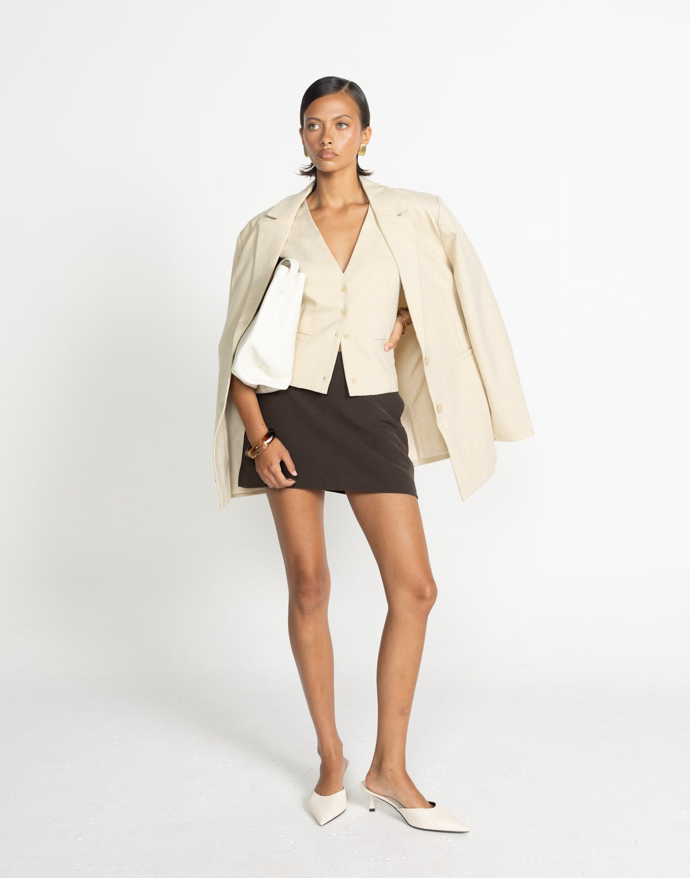Ebba Skort (Chocolate) | CHARCOAL Exclusive - Chocolate Brown Mid Rise Mini Skort - Women's Skort - Charcoal Clothing
