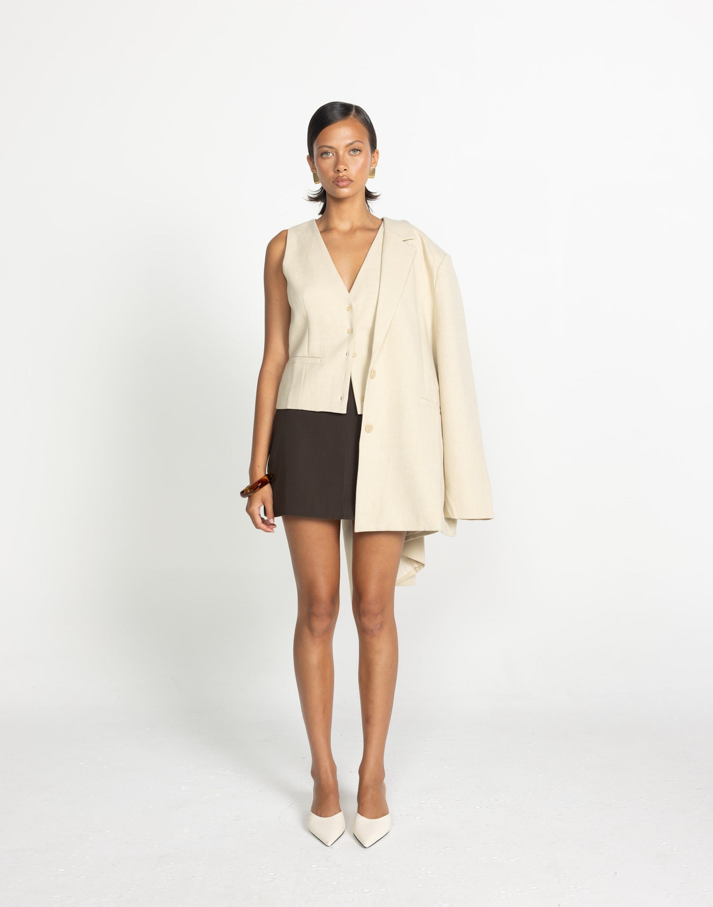 Ebba Skort (Chocolate) | CHARCOAL Exclusive - Chocolate Brown Mid Rise Mini Skort - Women's Skort - Charcoal Clothing