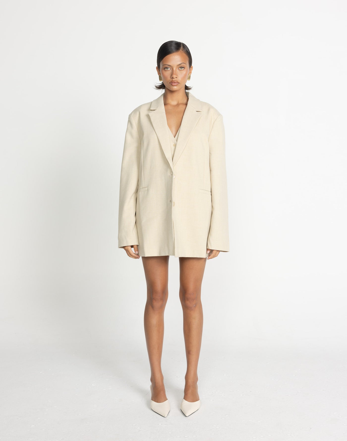 Reagan Blazer (Sandstone) | CHARCOAL Exclusive - Oversized Textured Blazer - Women's Outerwear - Charcoal Clothing