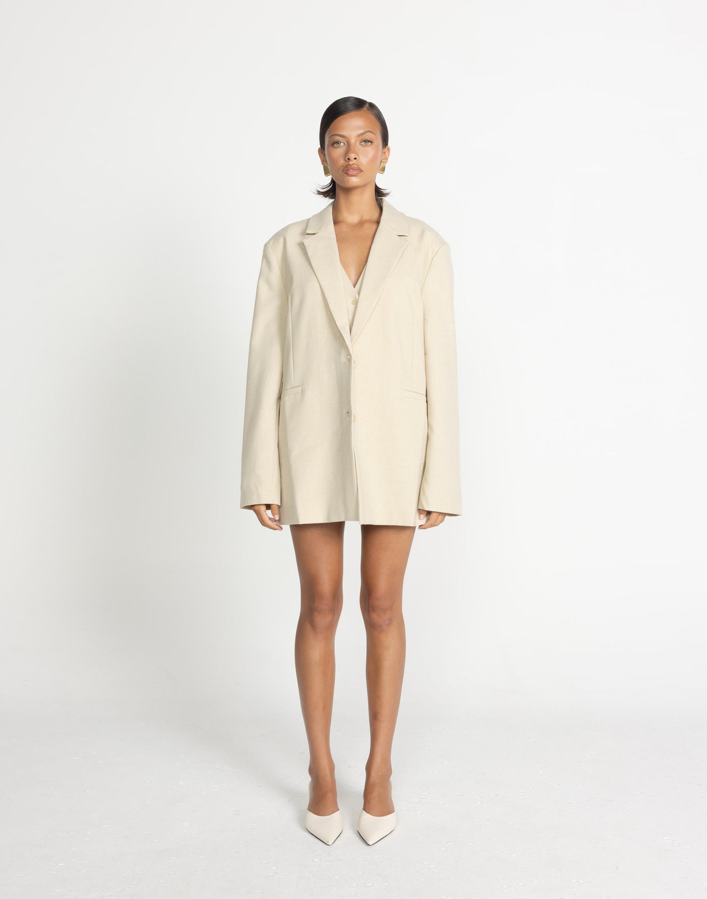 Reagan Blazer (Sandstone) | CHARCOAL Exclusive - Oversized Textured Blazer - Women's Outerwear - Charcoal Clothing