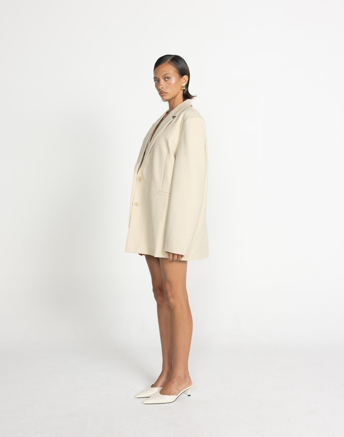 Reagan Blazer (Sandstone) | CHARCOAL Exclusive - Oversized Textured Blazer - Women's Outerwear - Charcoal Clothing