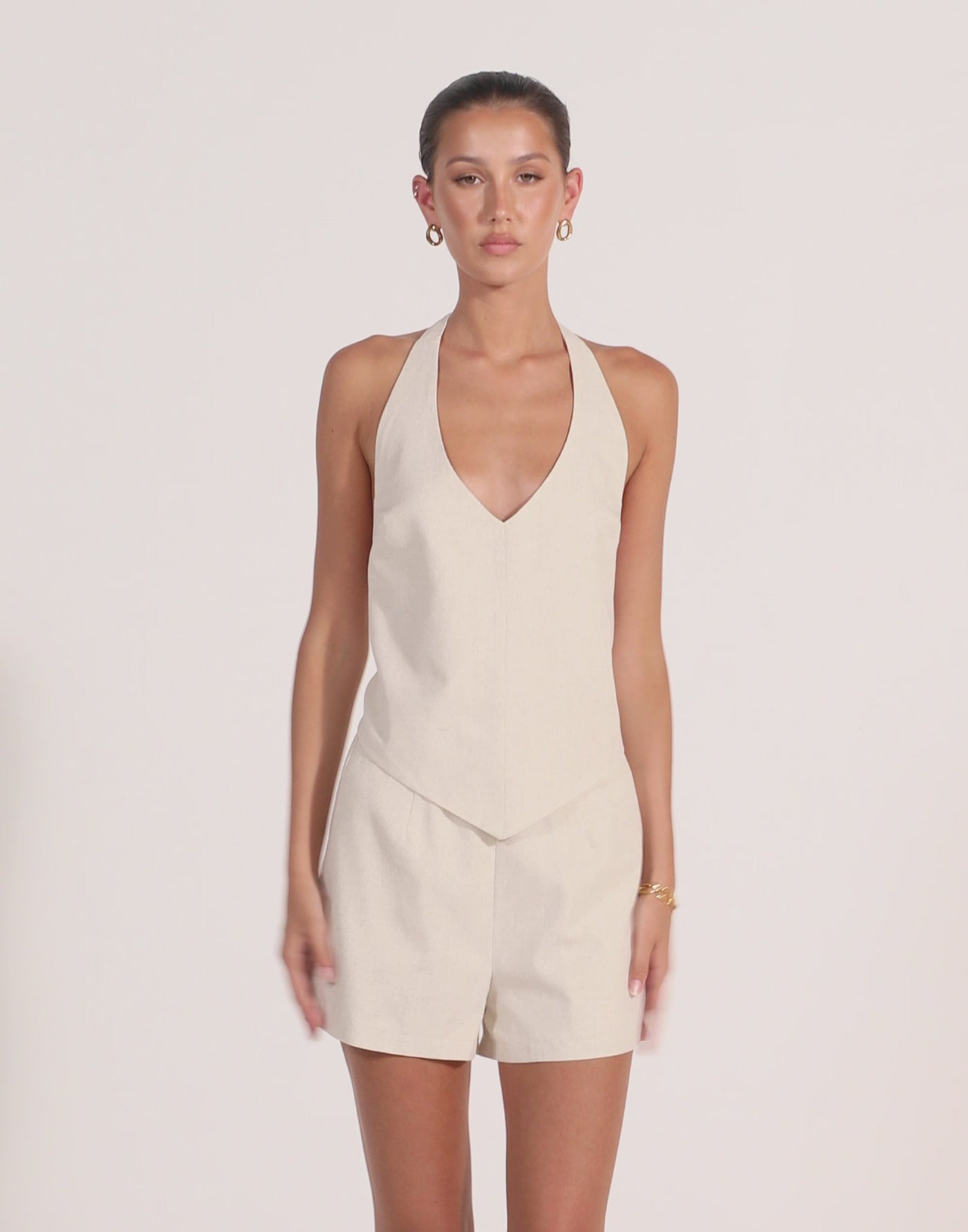 Grace Linen Top (Oat)
