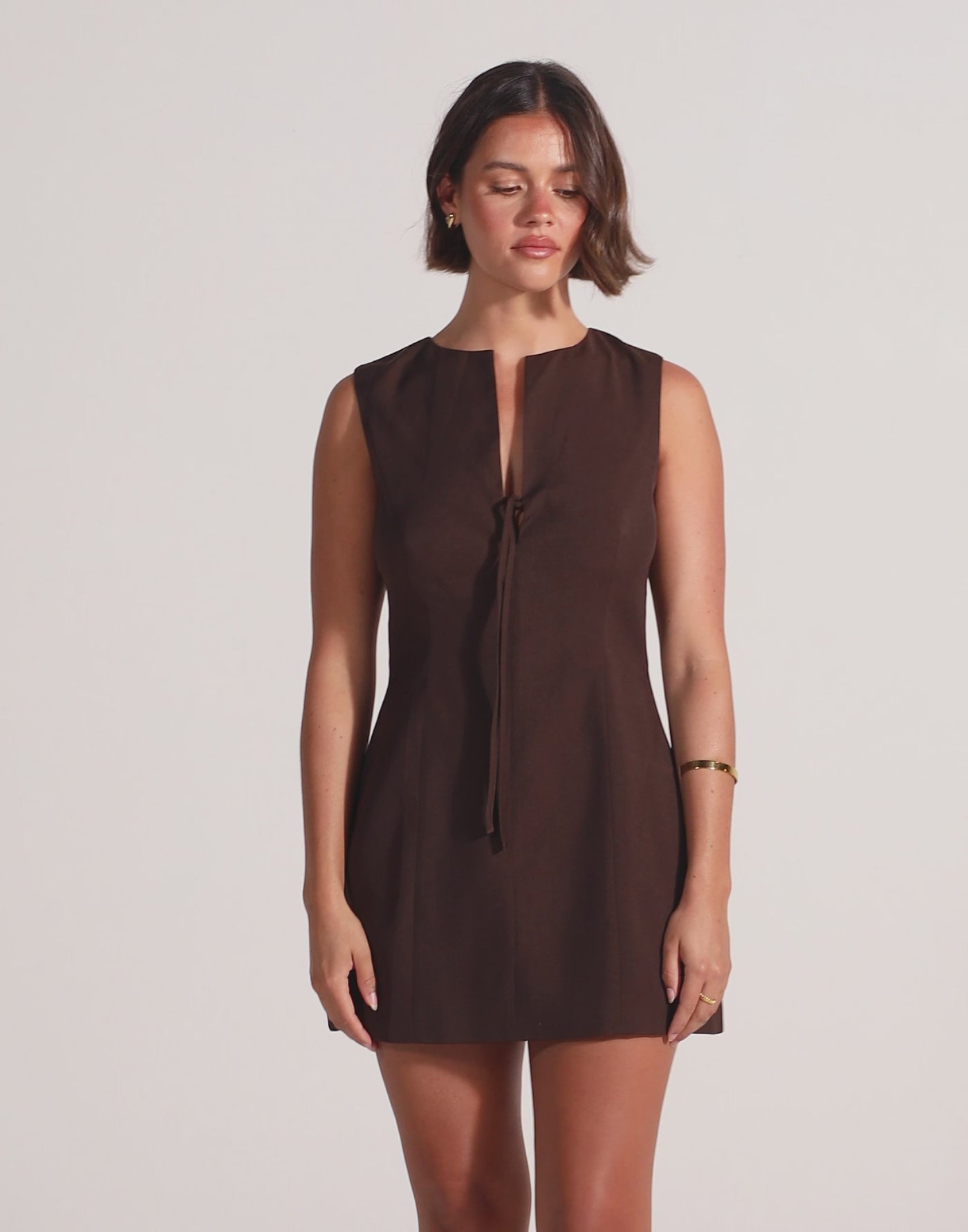 Caisey Mini Dress (Chocolate)