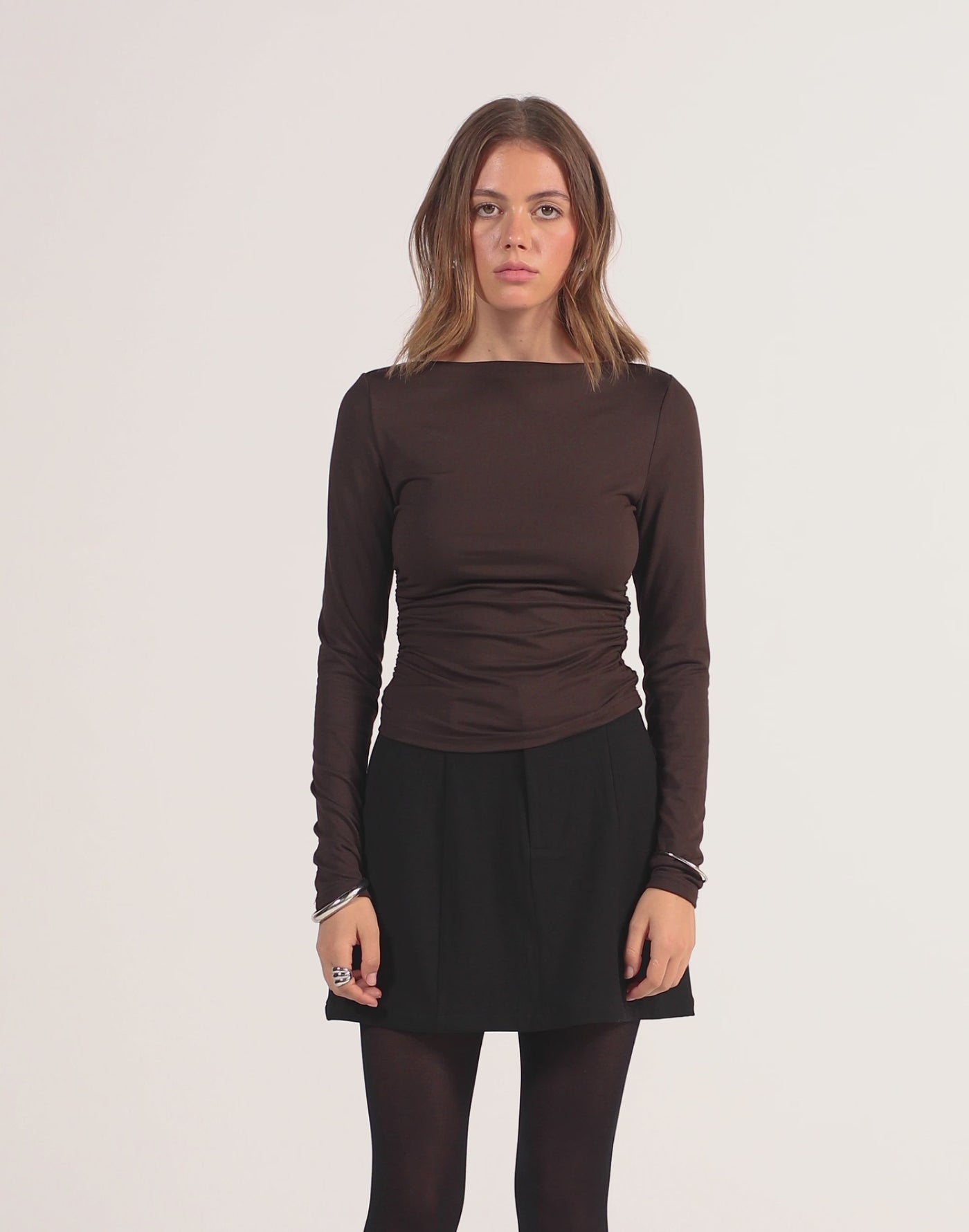 Caprice Long Sleeve Top (Chocolate)