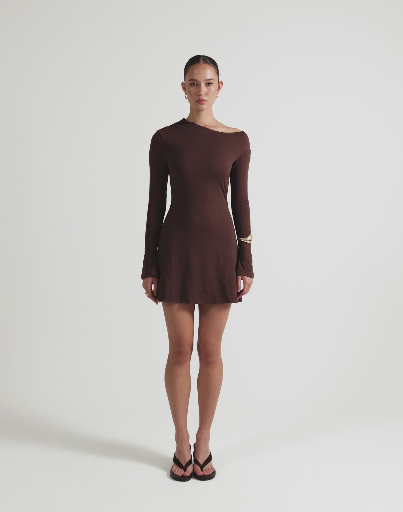 Ozias Long Sleeve Mini Dress (Chocolate)