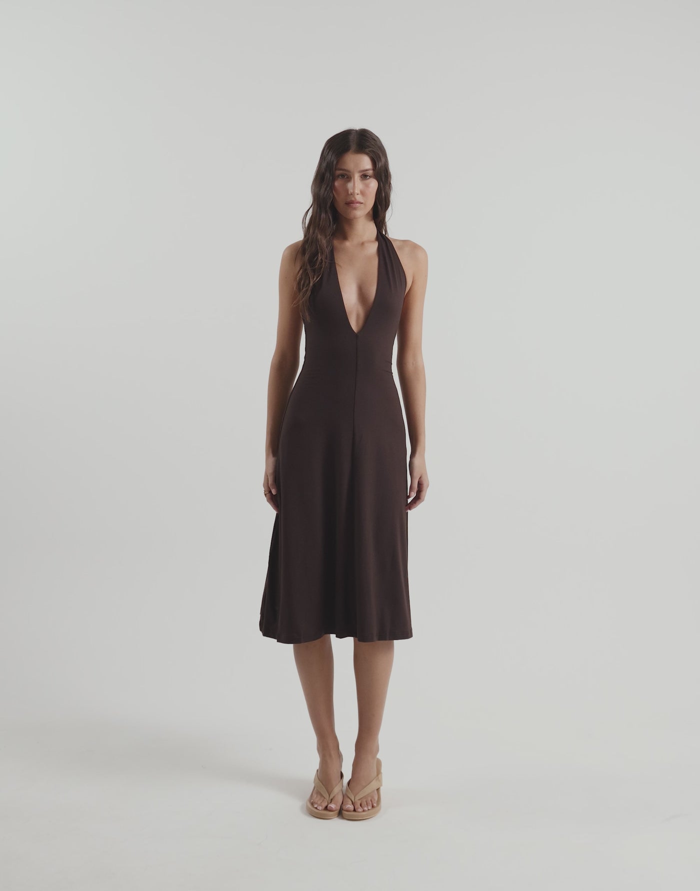 Sable Midi Dress (Chocolate)