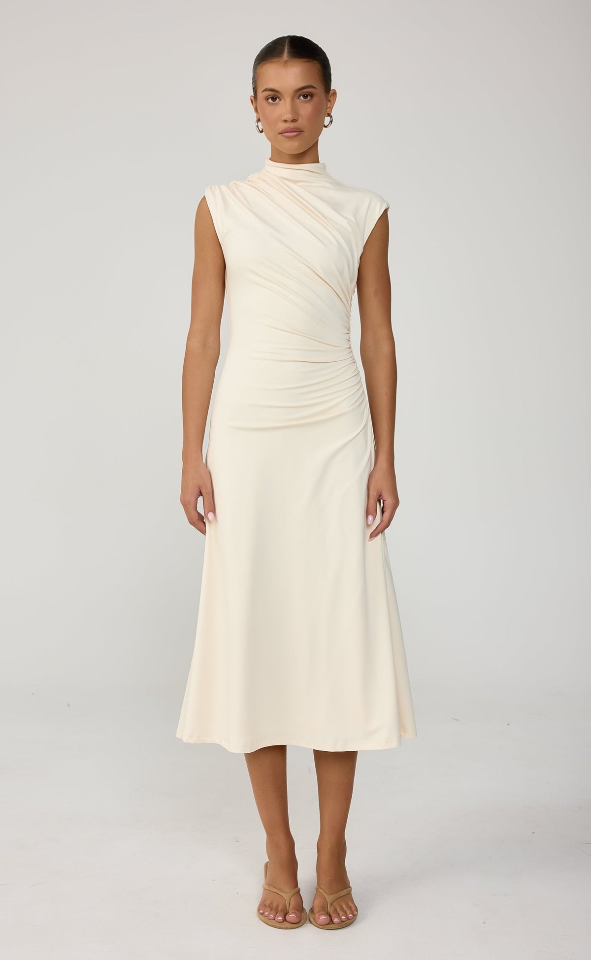 Stolen Midi Dress Oat - Charcoal Clothing